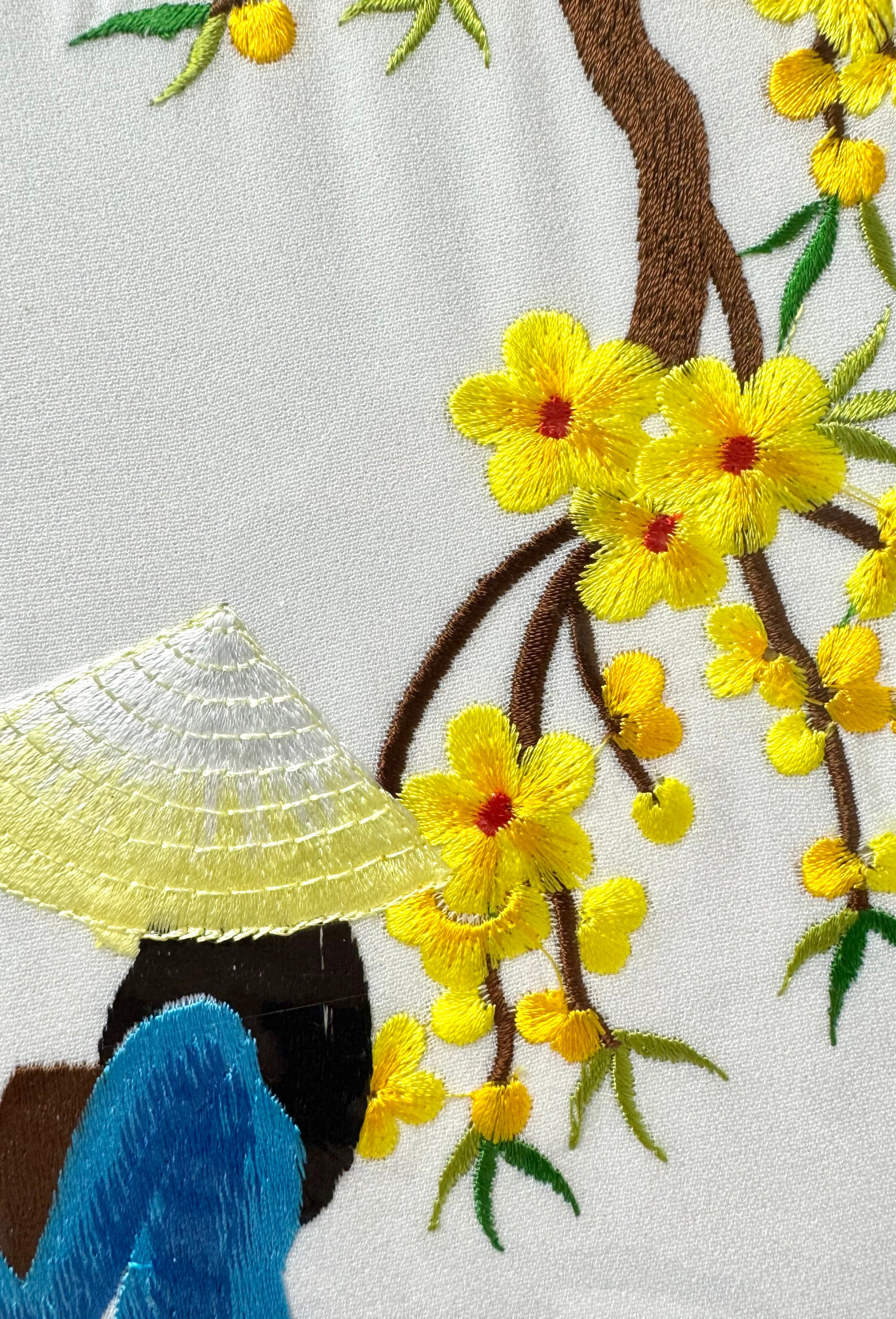 Vietnamese Silk Embroidery 'Lady Under Apricot Tree'