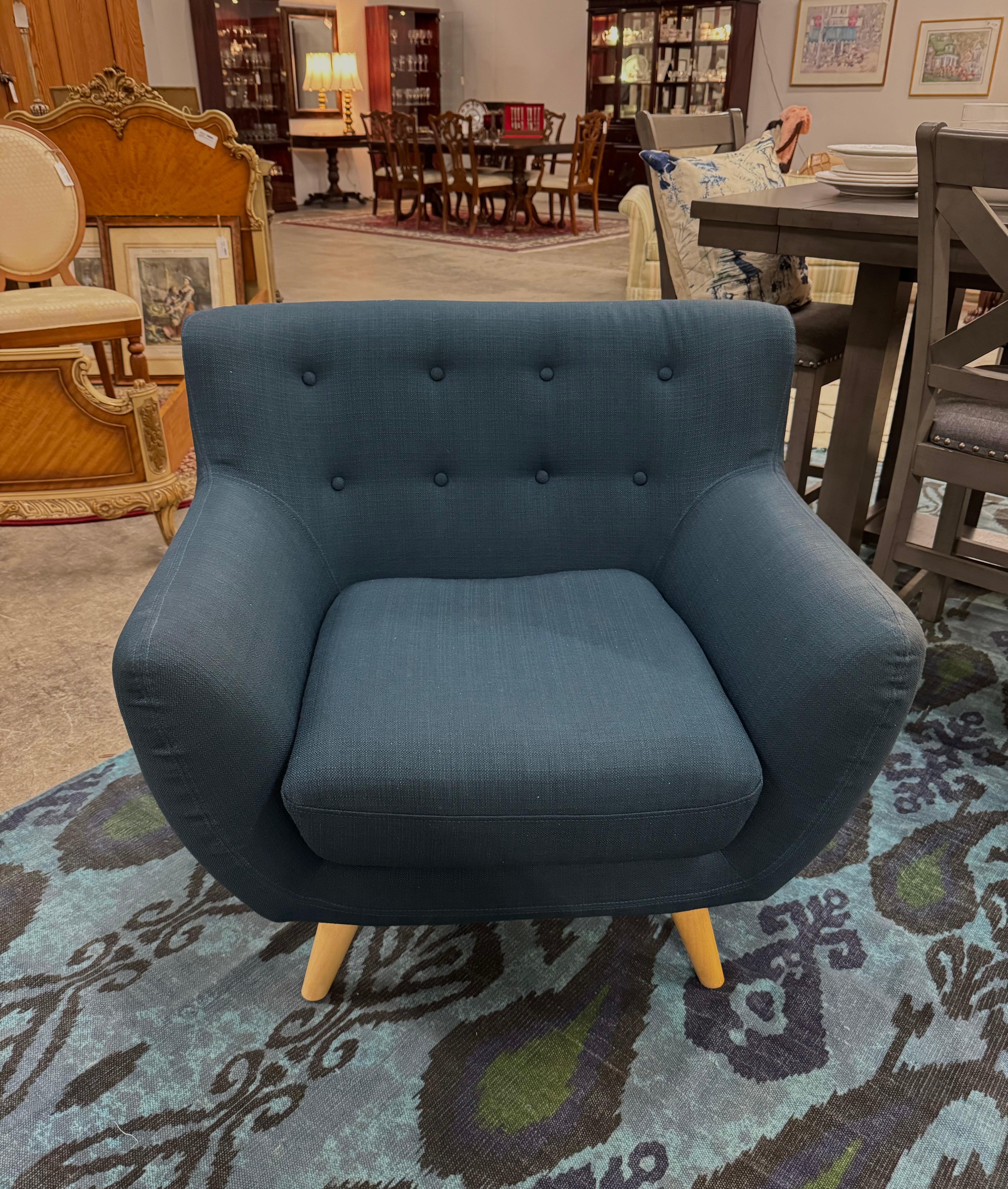 MCM Style Sapphire Blue Armchair