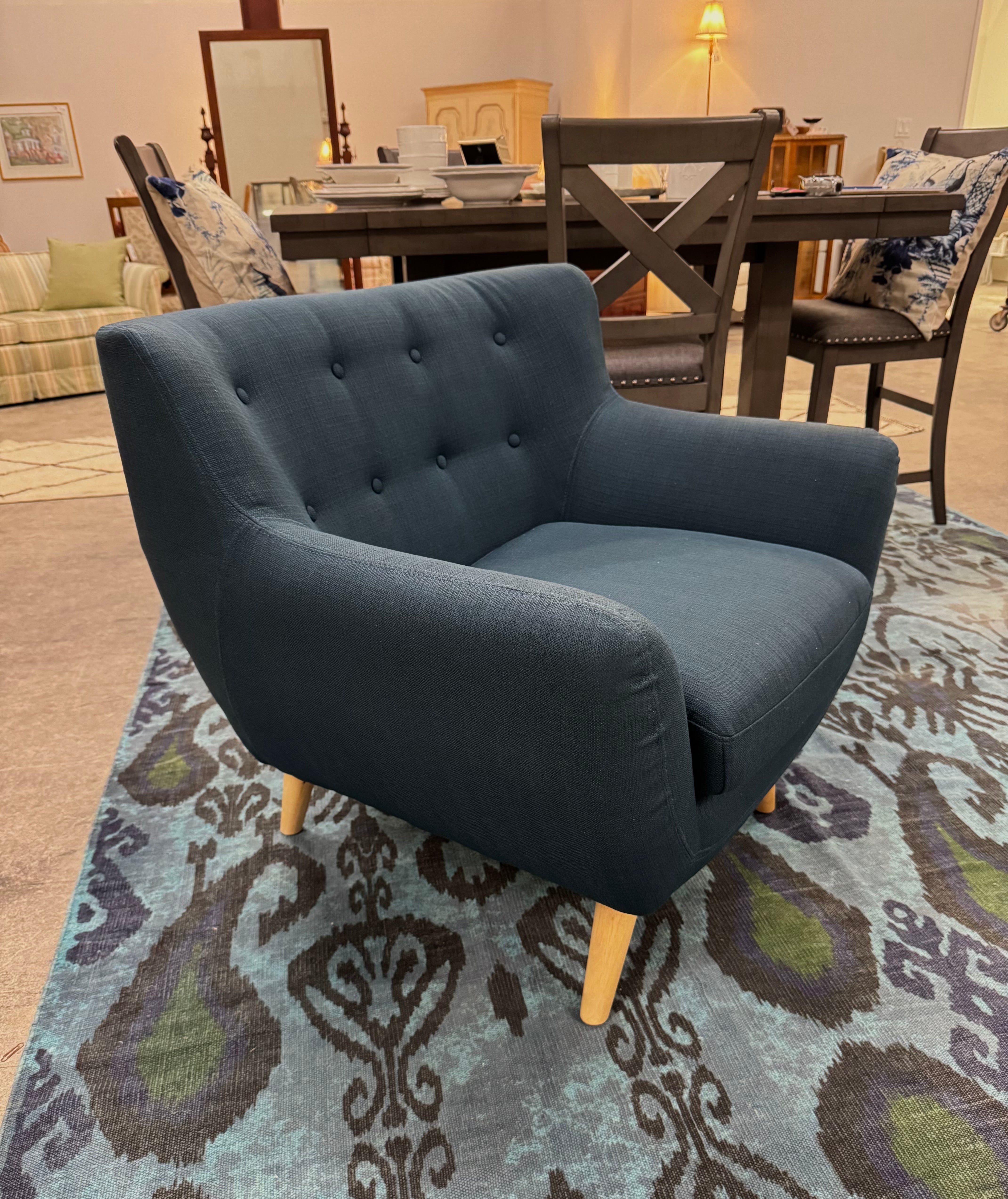 MCM Style Sapphire Blue Armchair