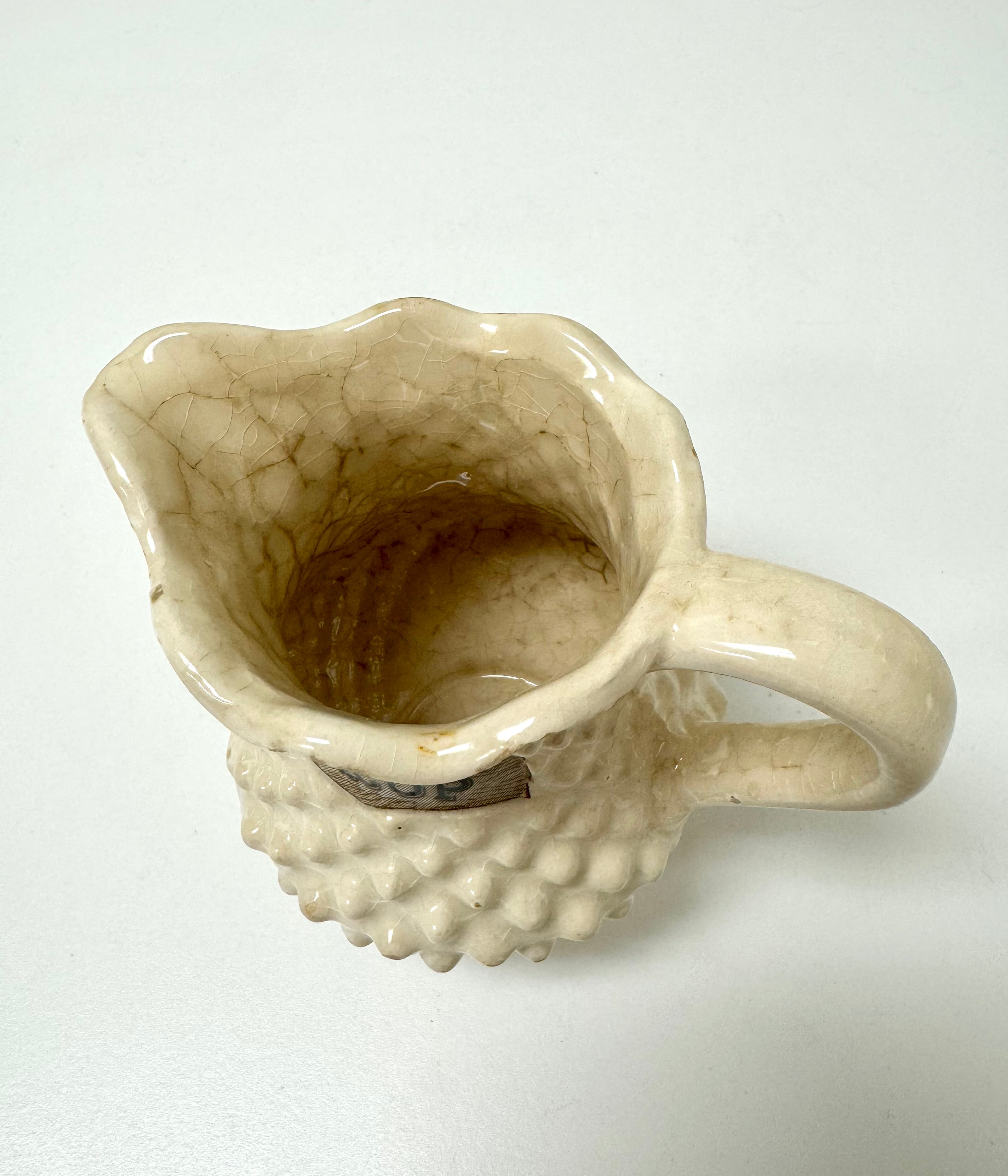Vintage Cream Ceramic Hobnail Syrup Jug