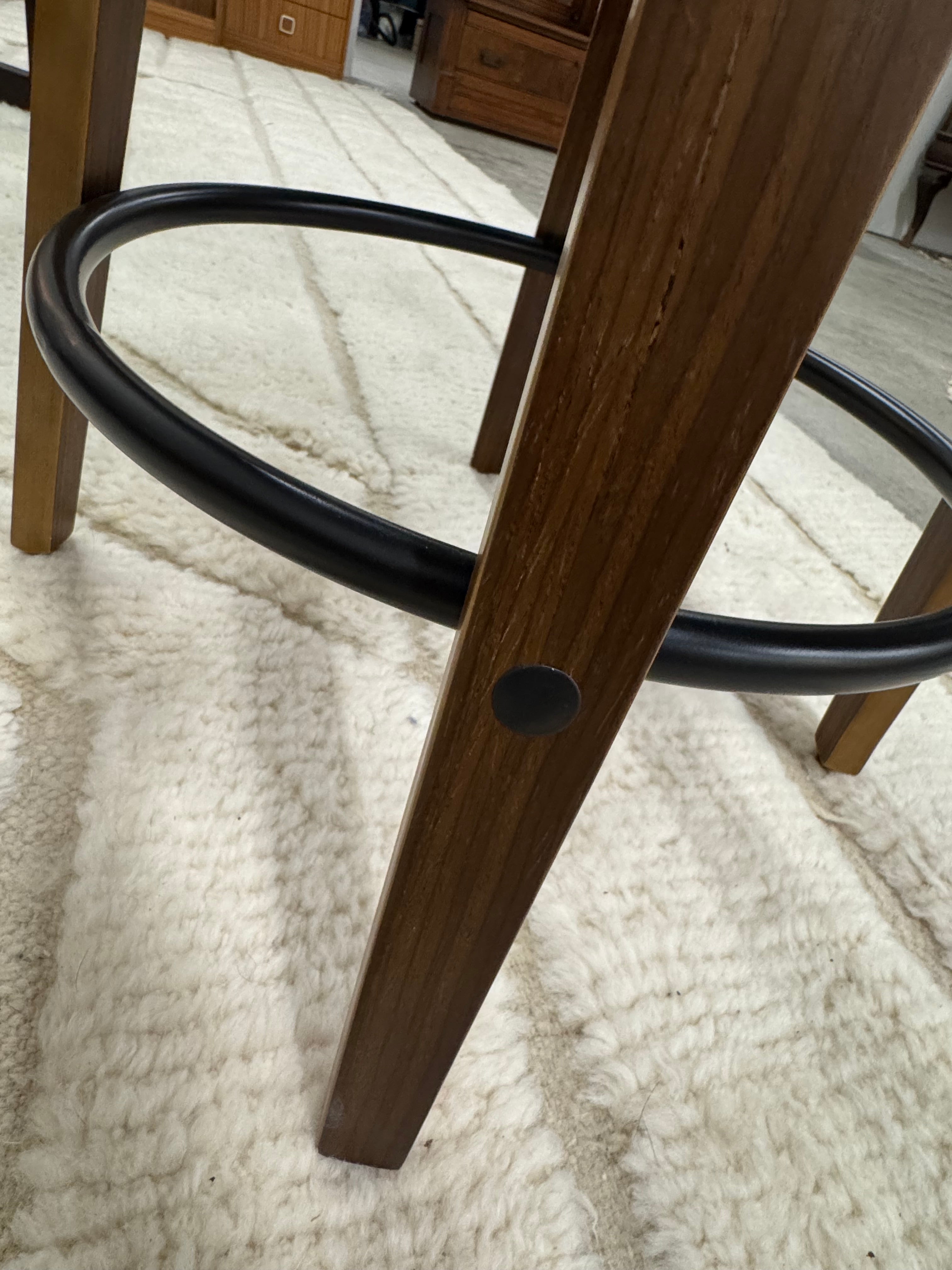 MCM Style French Blue Tweed Counter Stools Set of 2