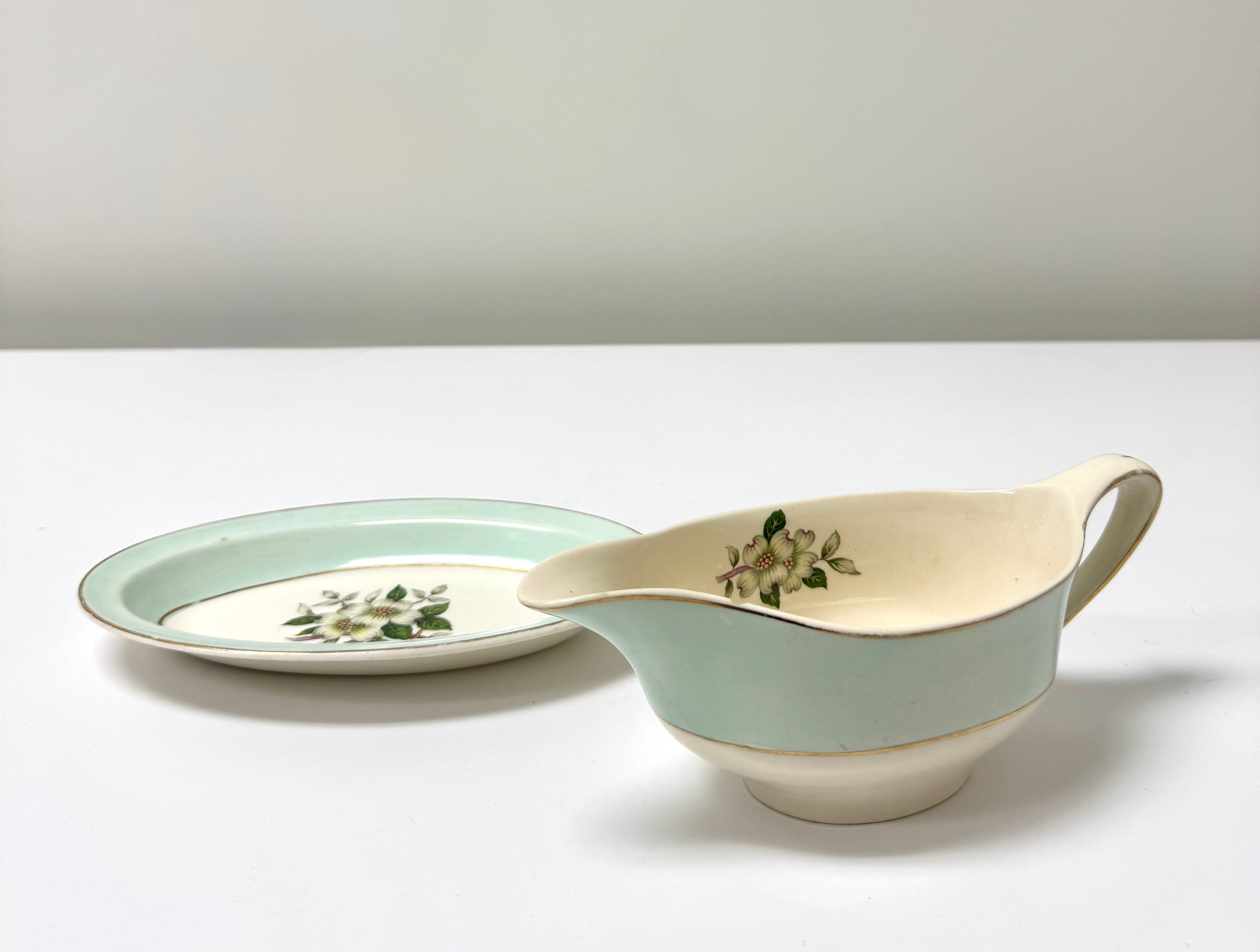 Vintage 'Snow White' Sauce Boat with Plate