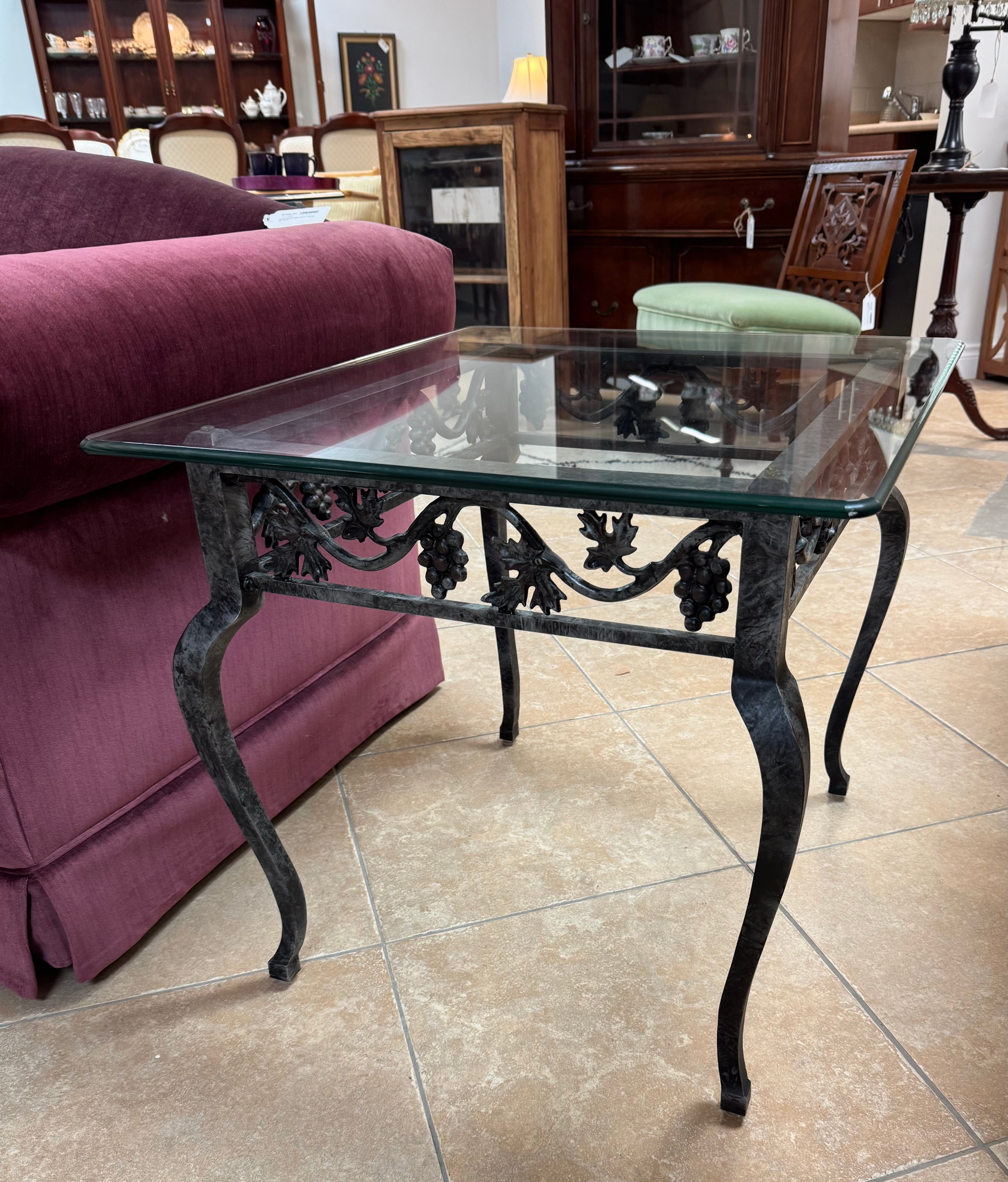 Wrought Iron Grapevines Side Table