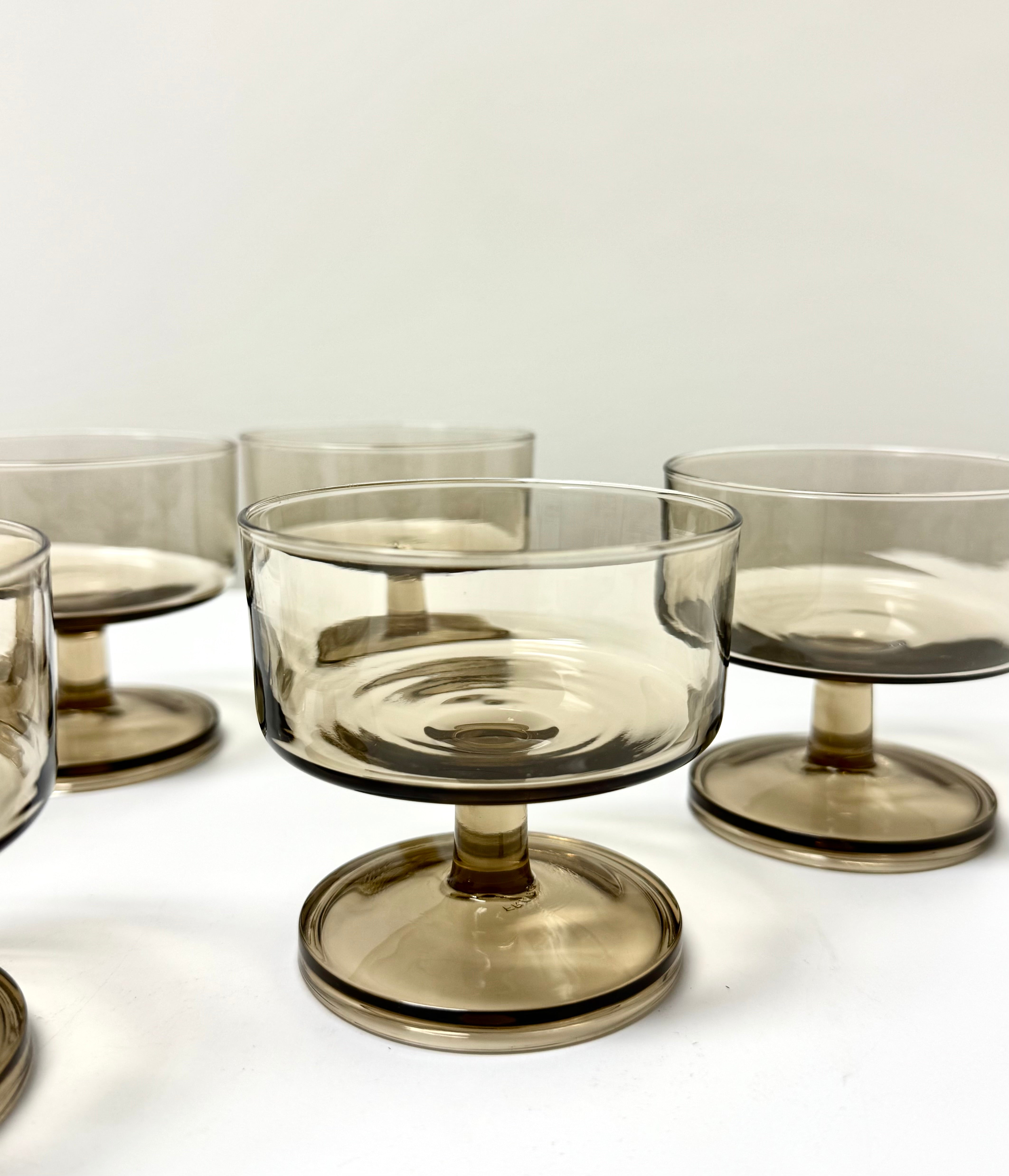 Vintage LUMINARC Tawny Smoke Coupes Set of 6