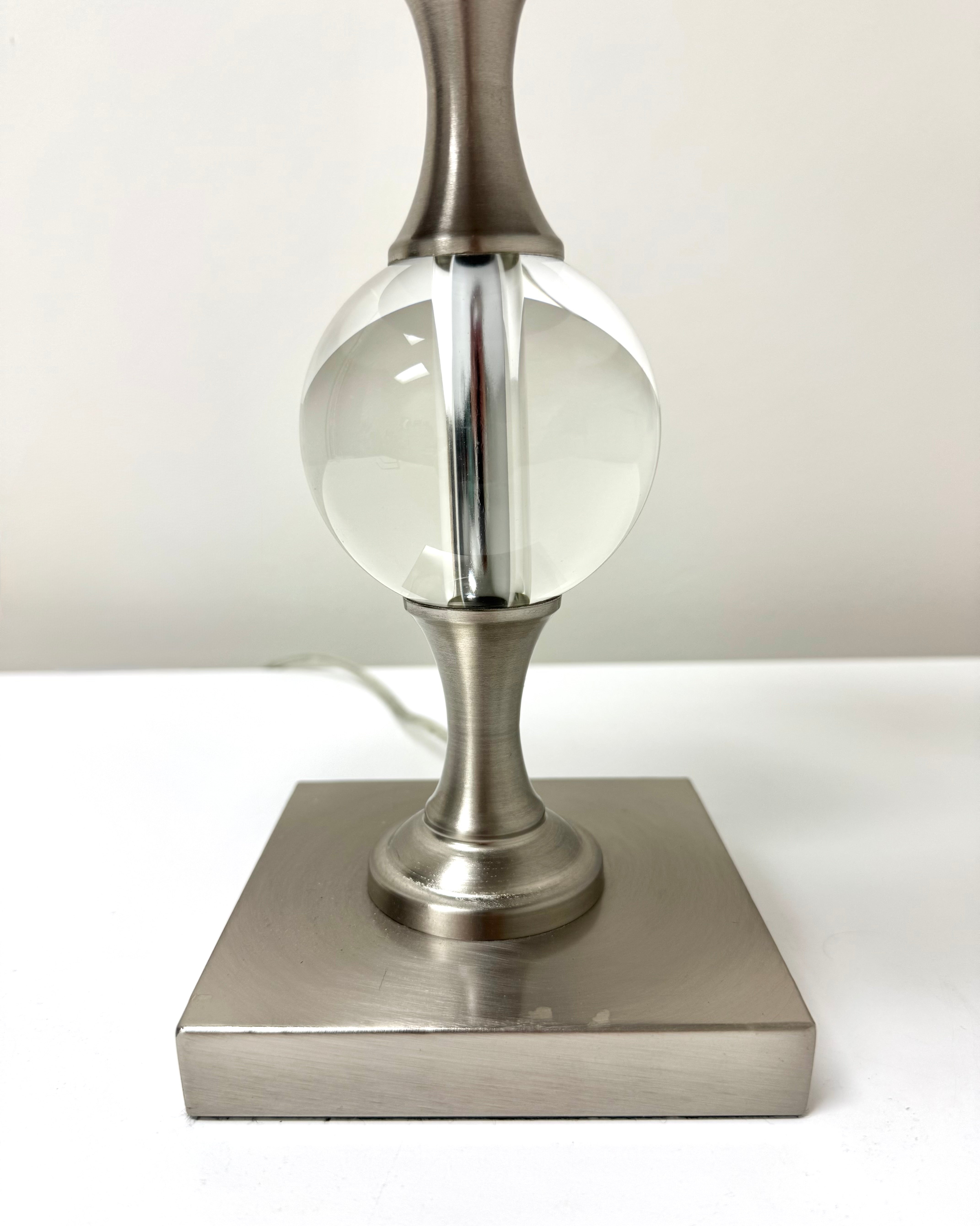 Satin Nickel Glass Orb Bedside Lamp
