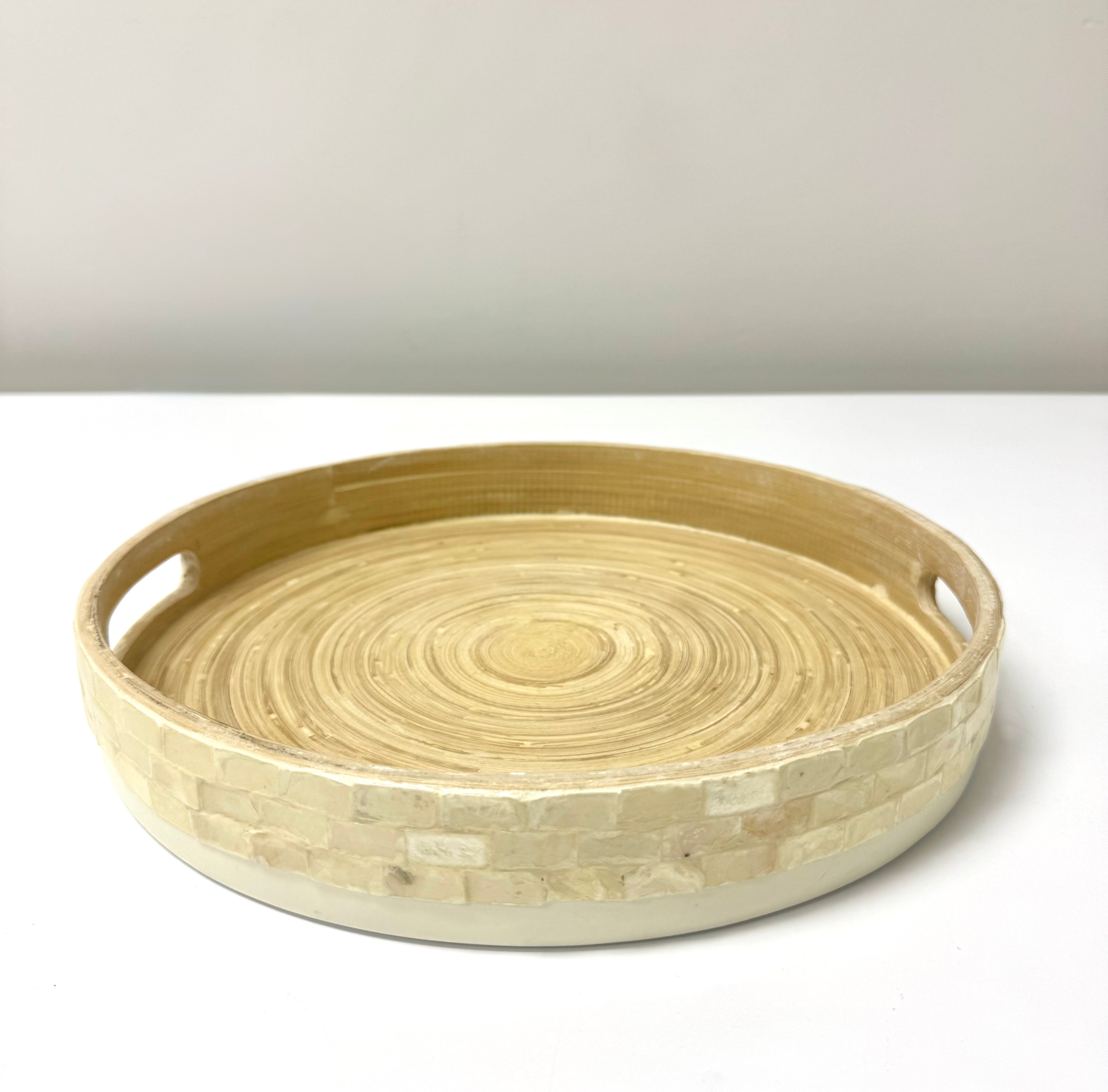 Capiz and Spun Bamboo 12" Tray