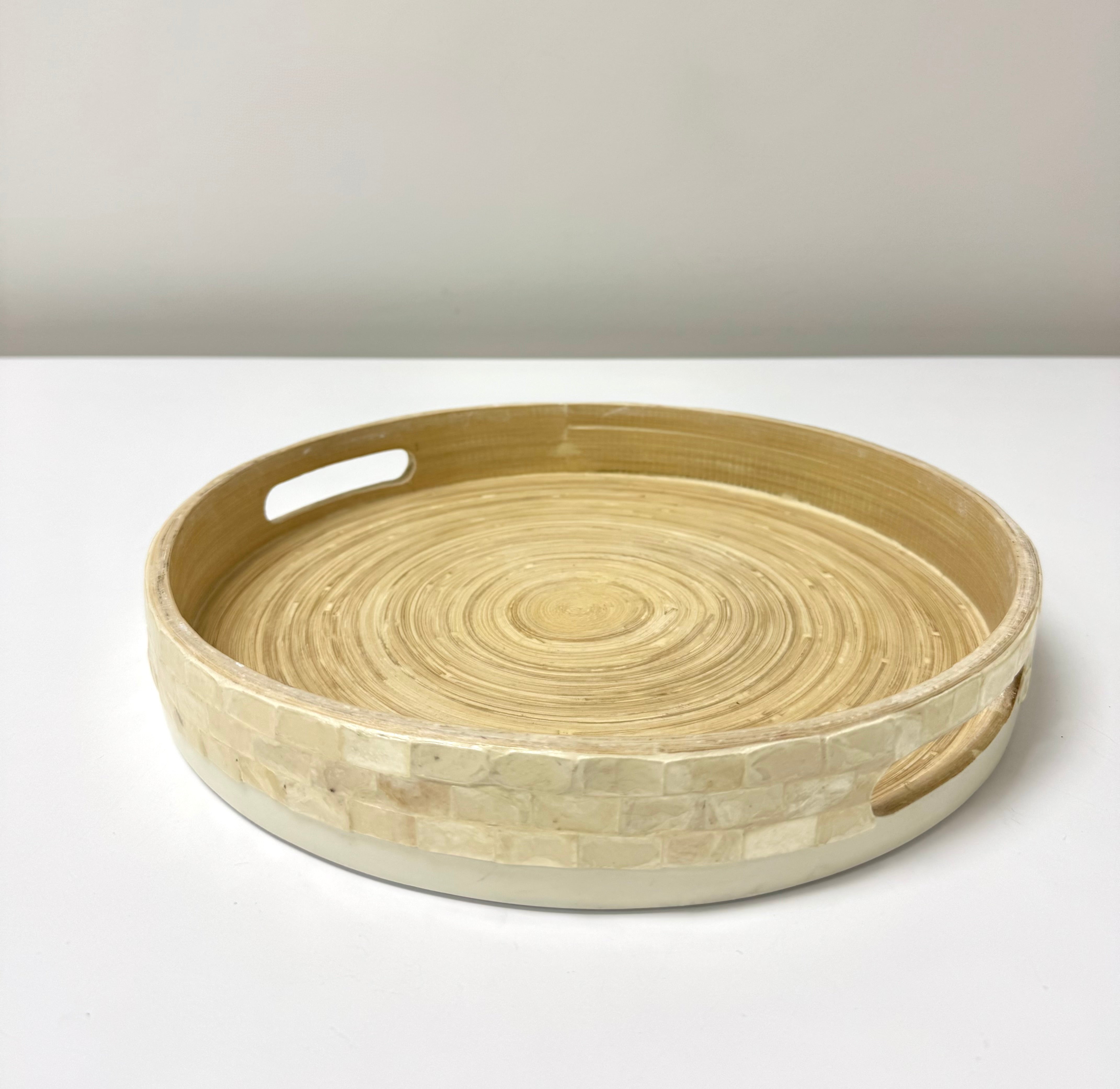 Capiz and Spun Bamboo 12" Tray