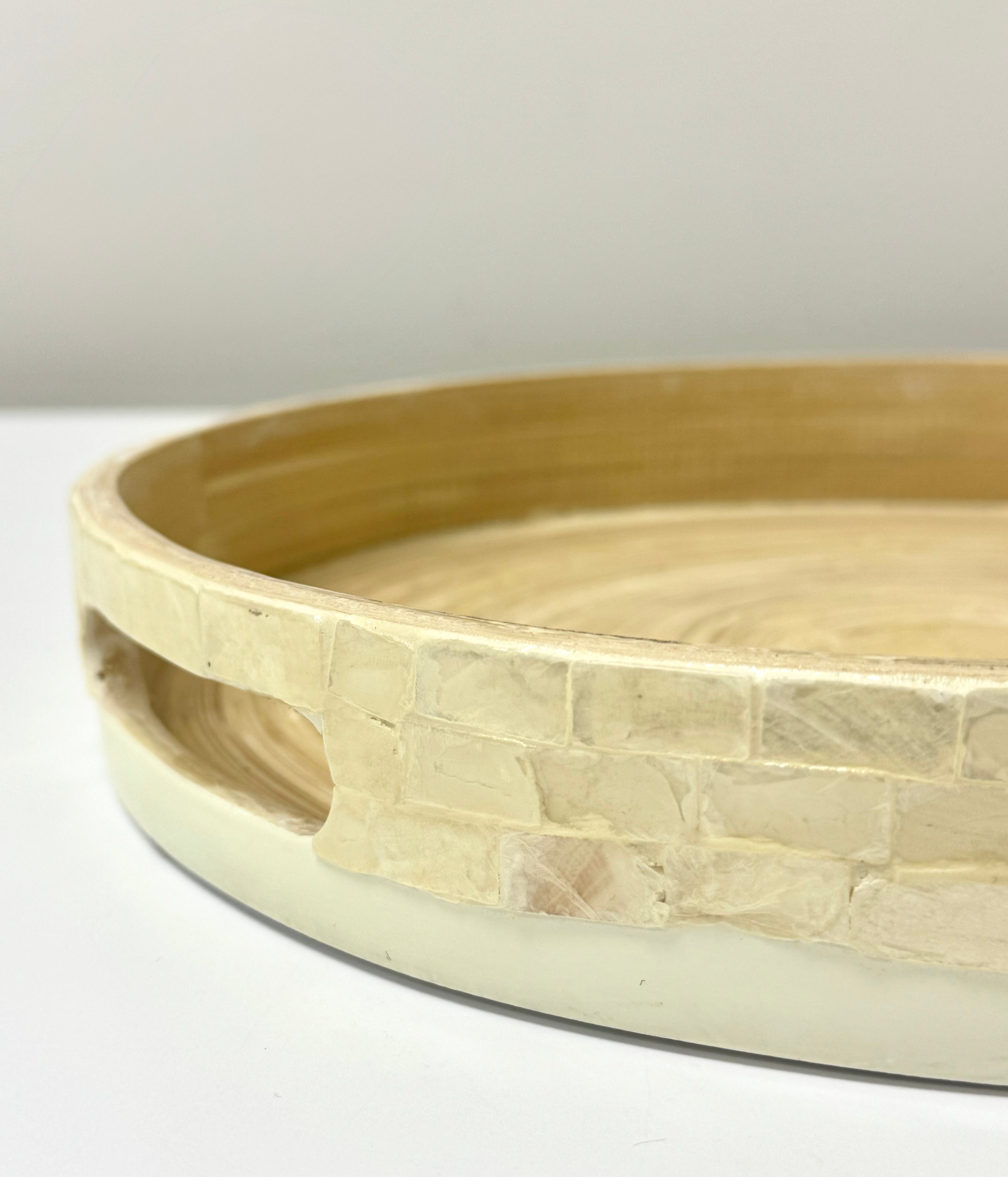 Capiz and Spun Bamboo 12" Tray