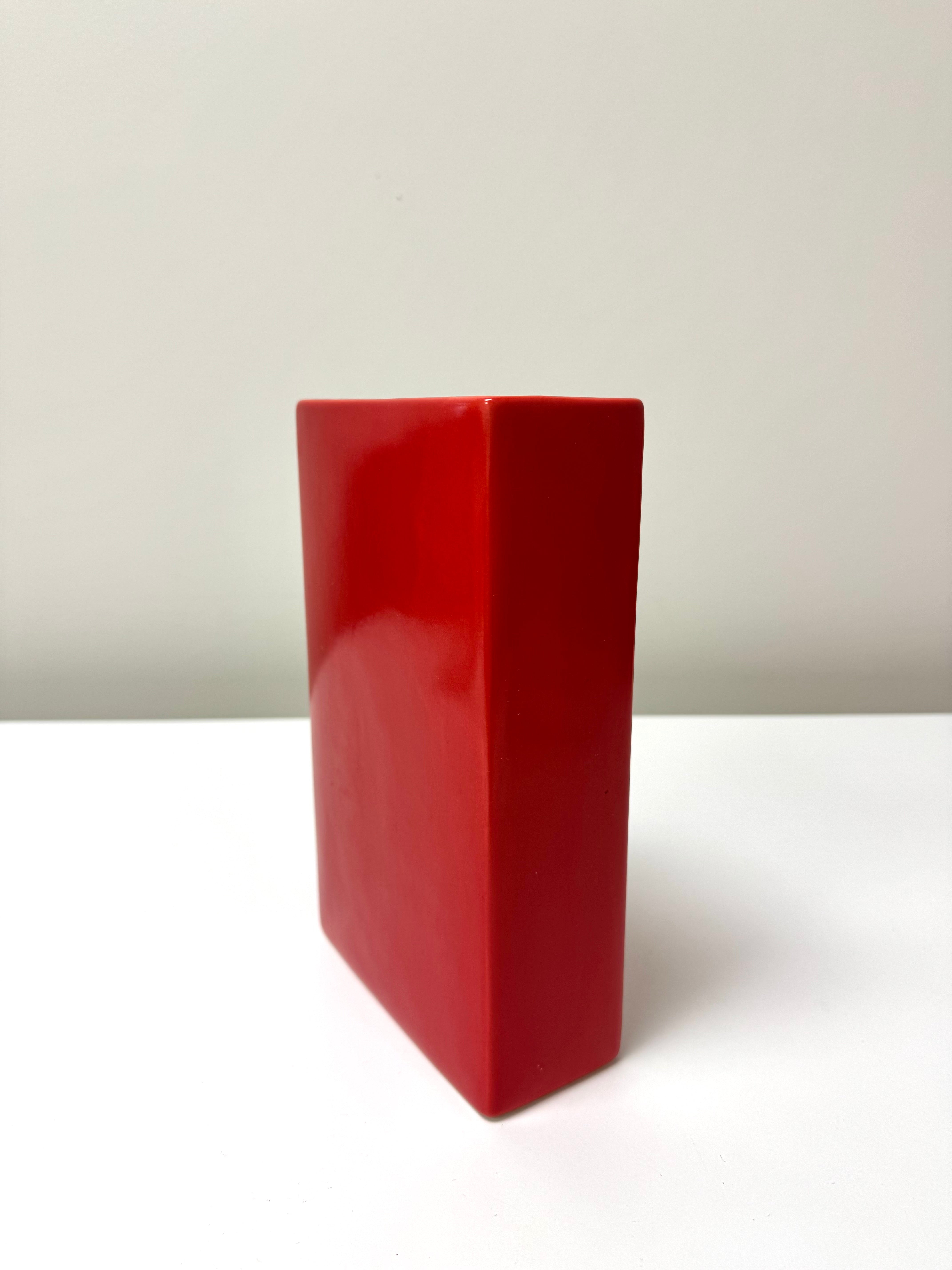 Cherry Red Ceramic 10" Vase