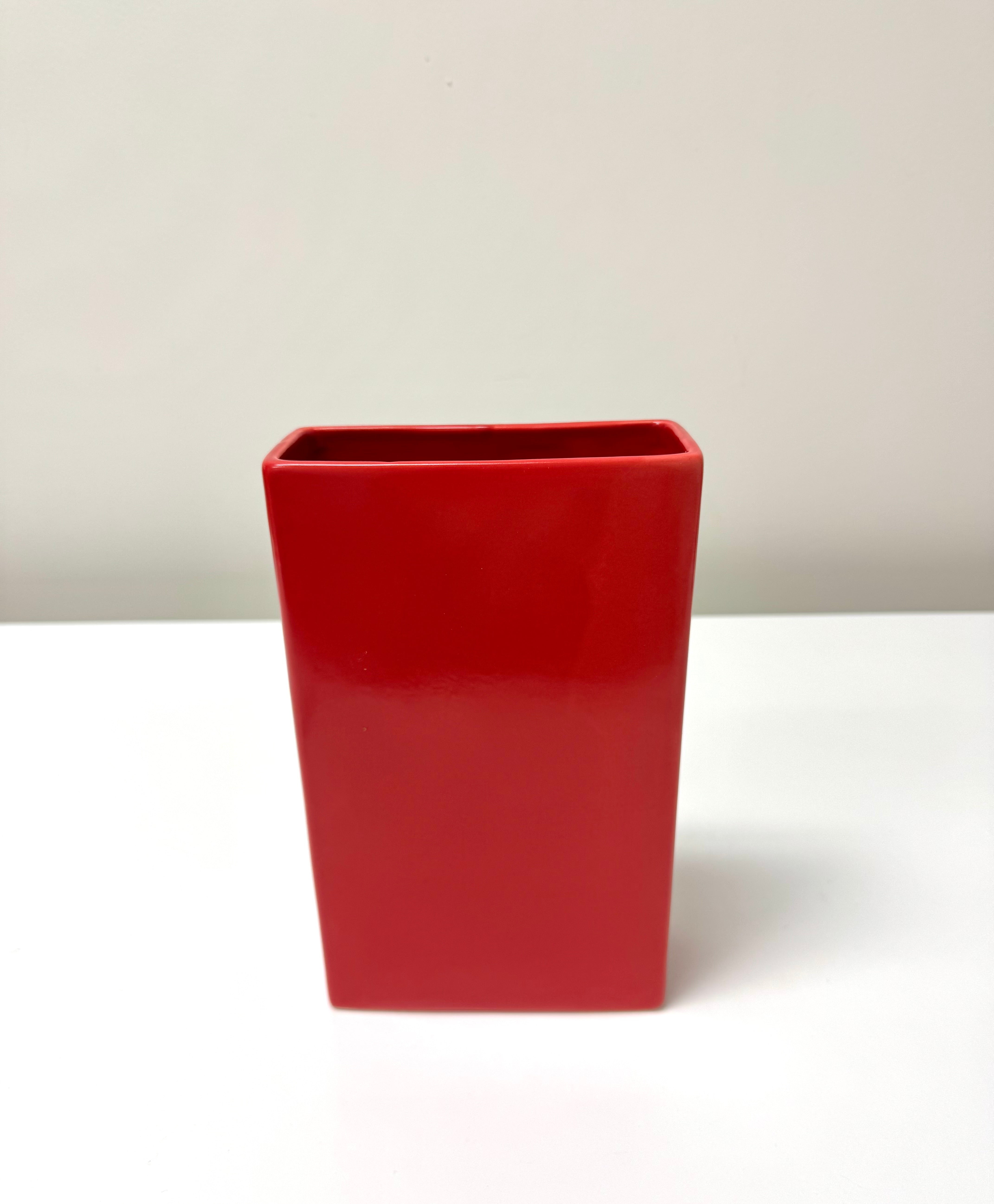 Cherry Red Ceramic 10" Vase