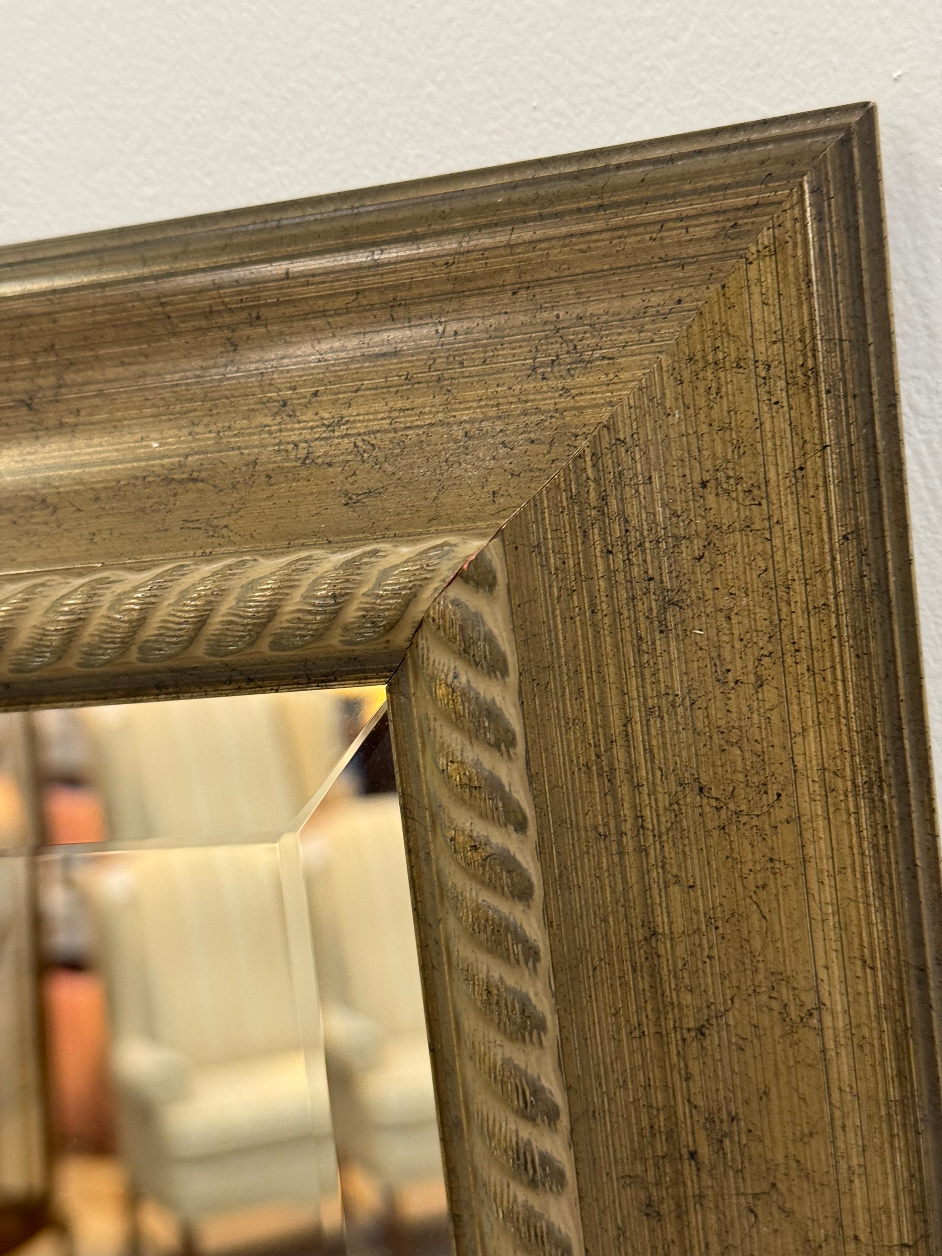 Burnished Wood Mirror with Rope Border