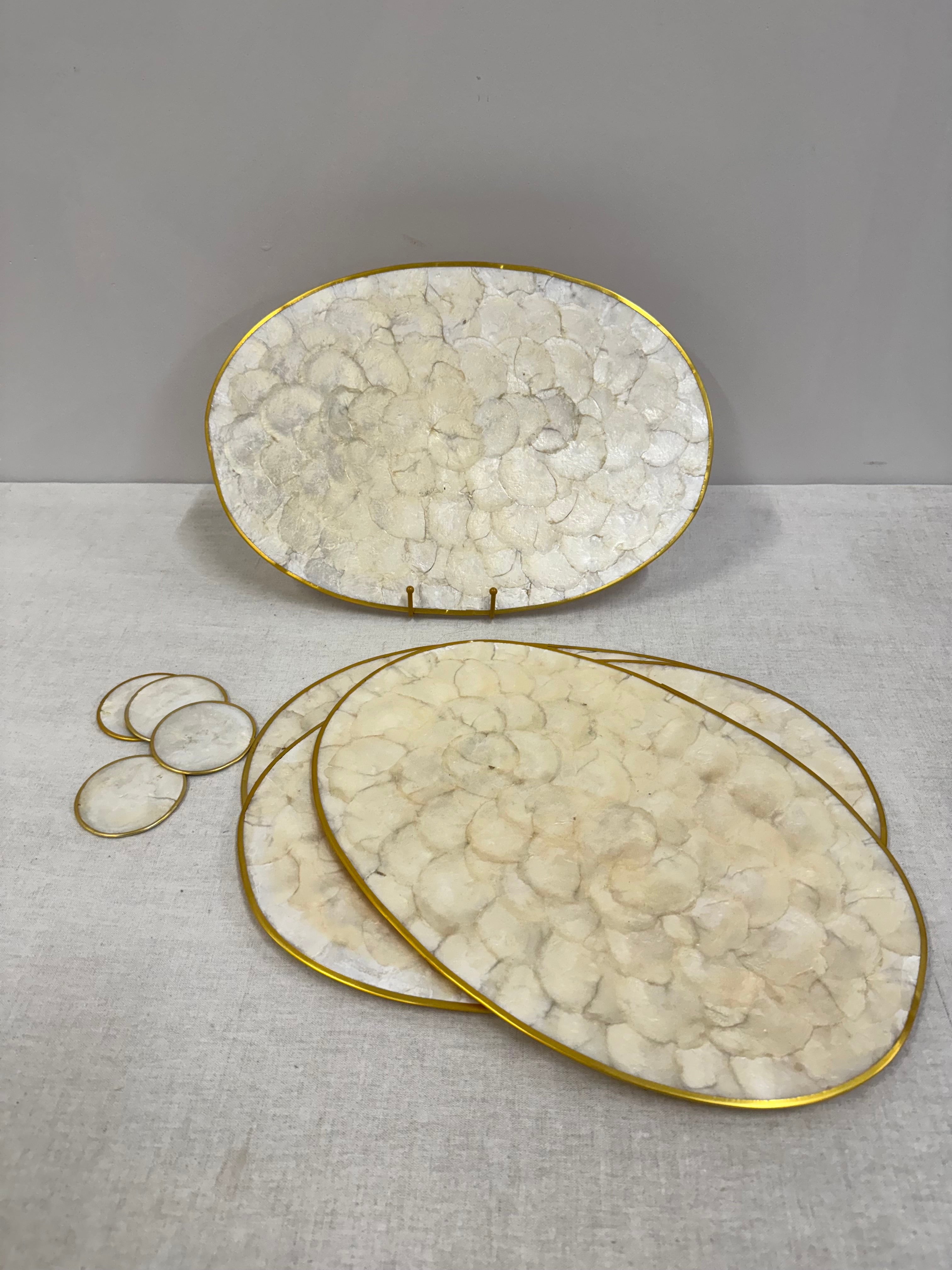 Vintage Capiz Placemats & Coasters Set of 8