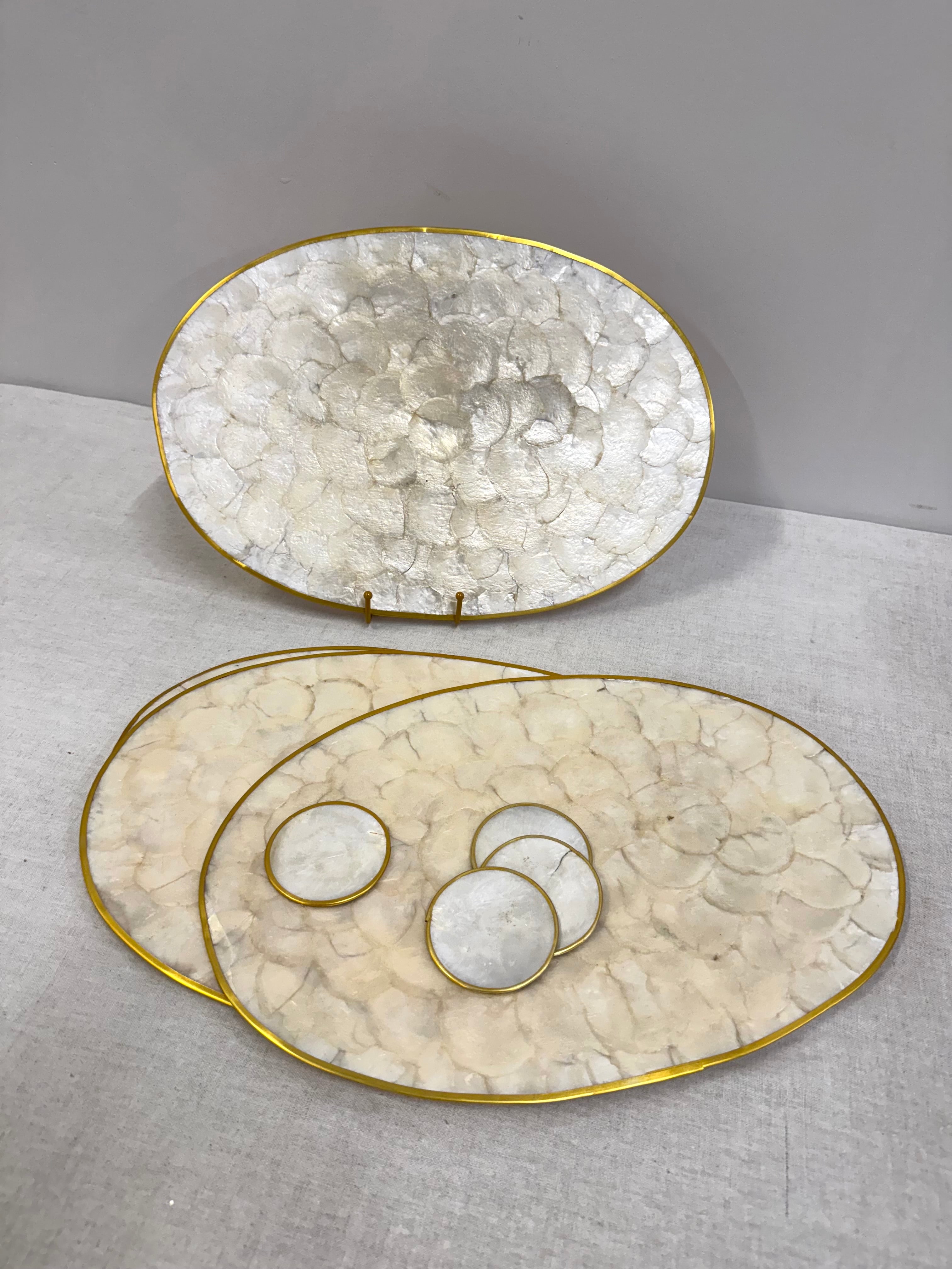 Vintage Capiz Placemats & Coasters Set of 8