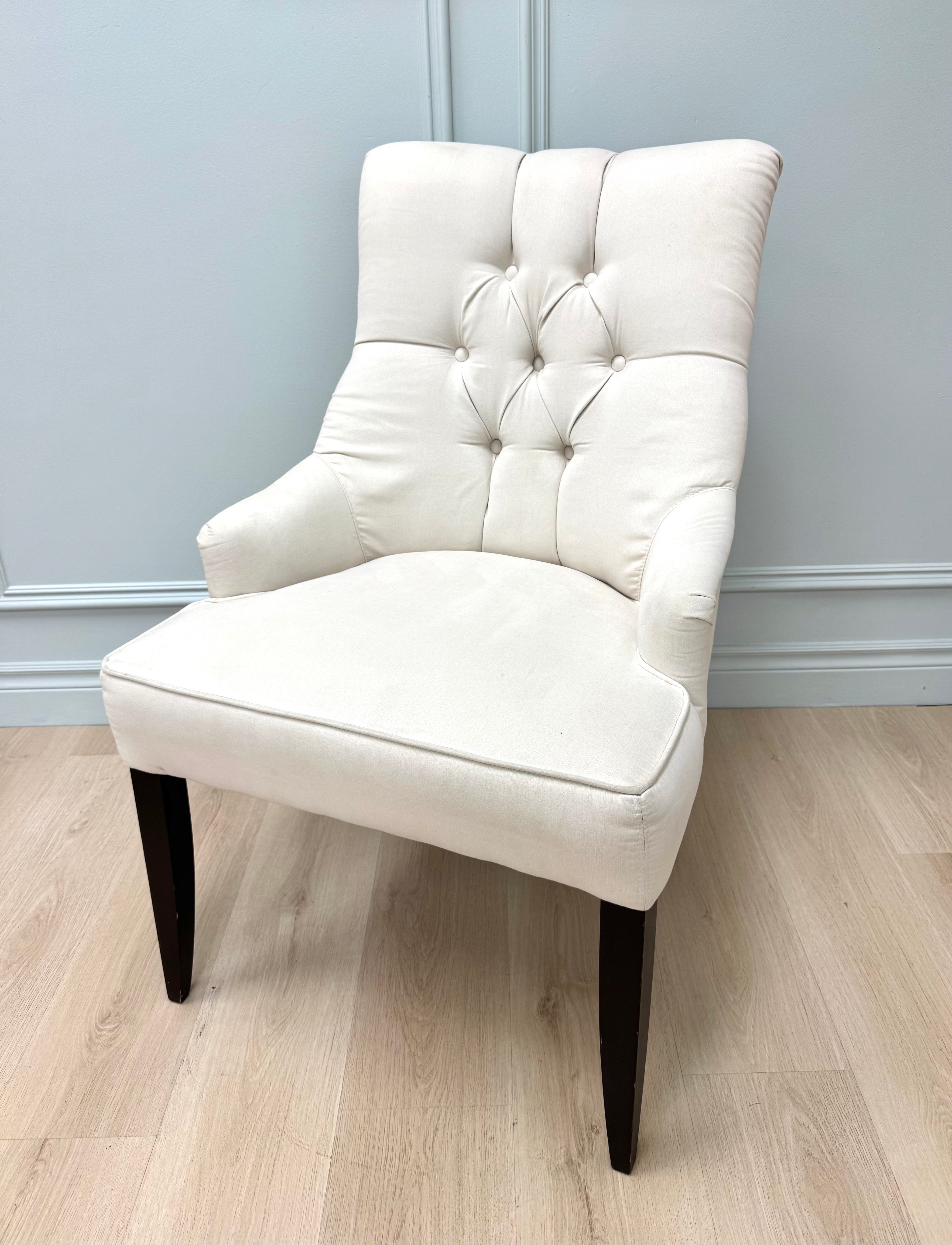 Cream Velvet Tufted Dining Chairs Set of 6
