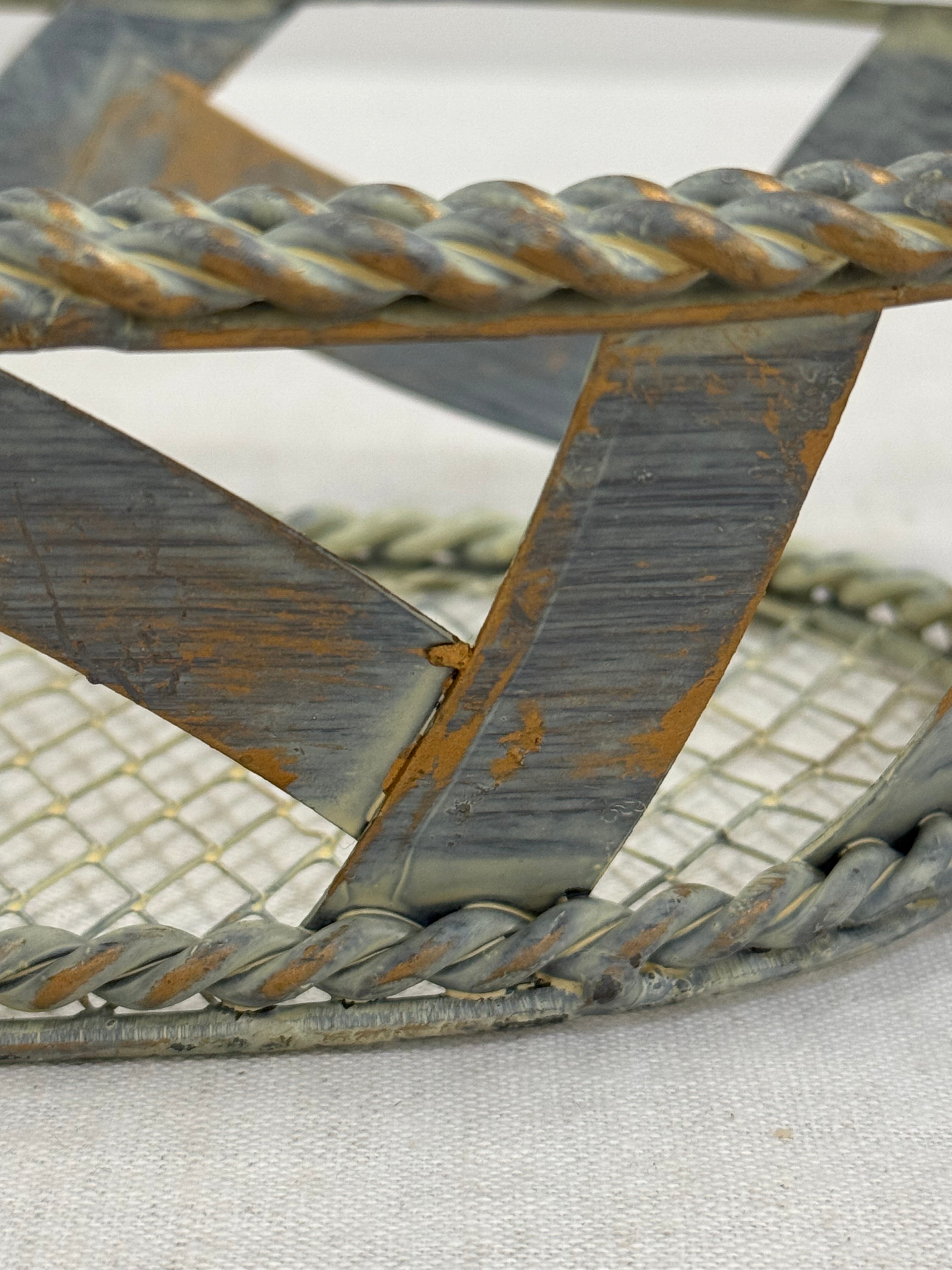 Distressed Gray Metal Basket