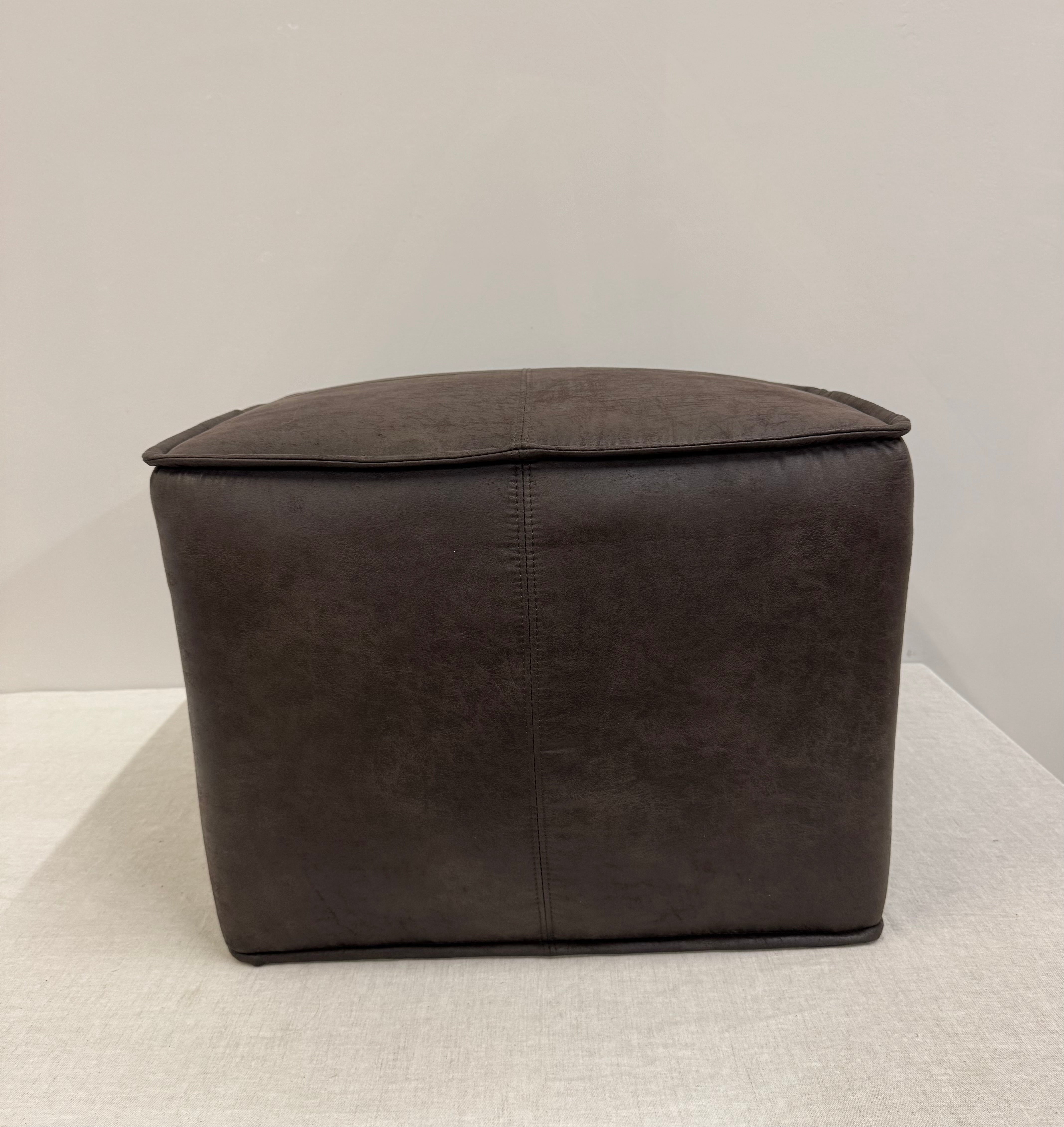 URBAN BARN 'Tarek' Charcoal Faux Leather Ottoman