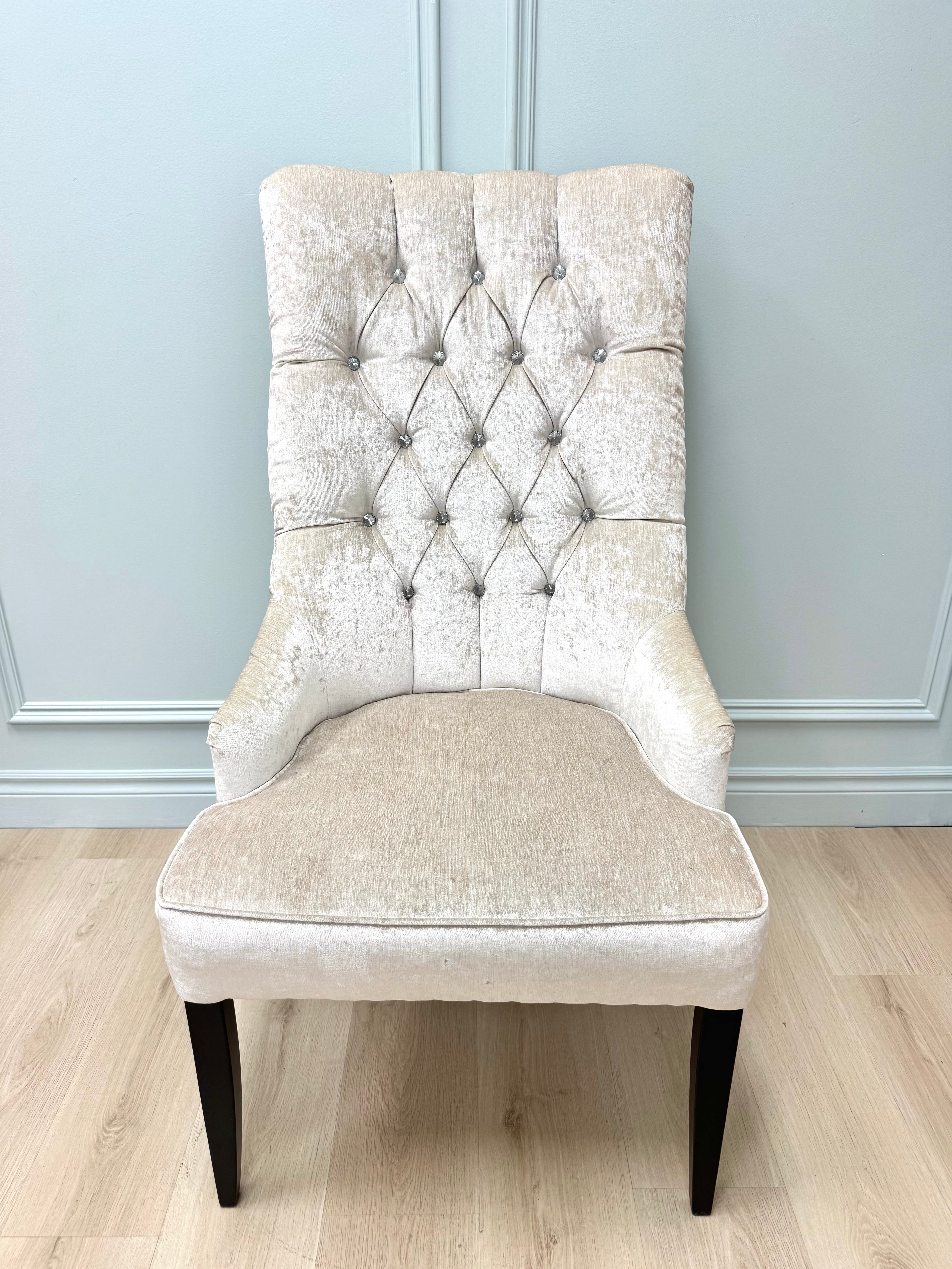 Cream Crushed Velvet Tufted Chair