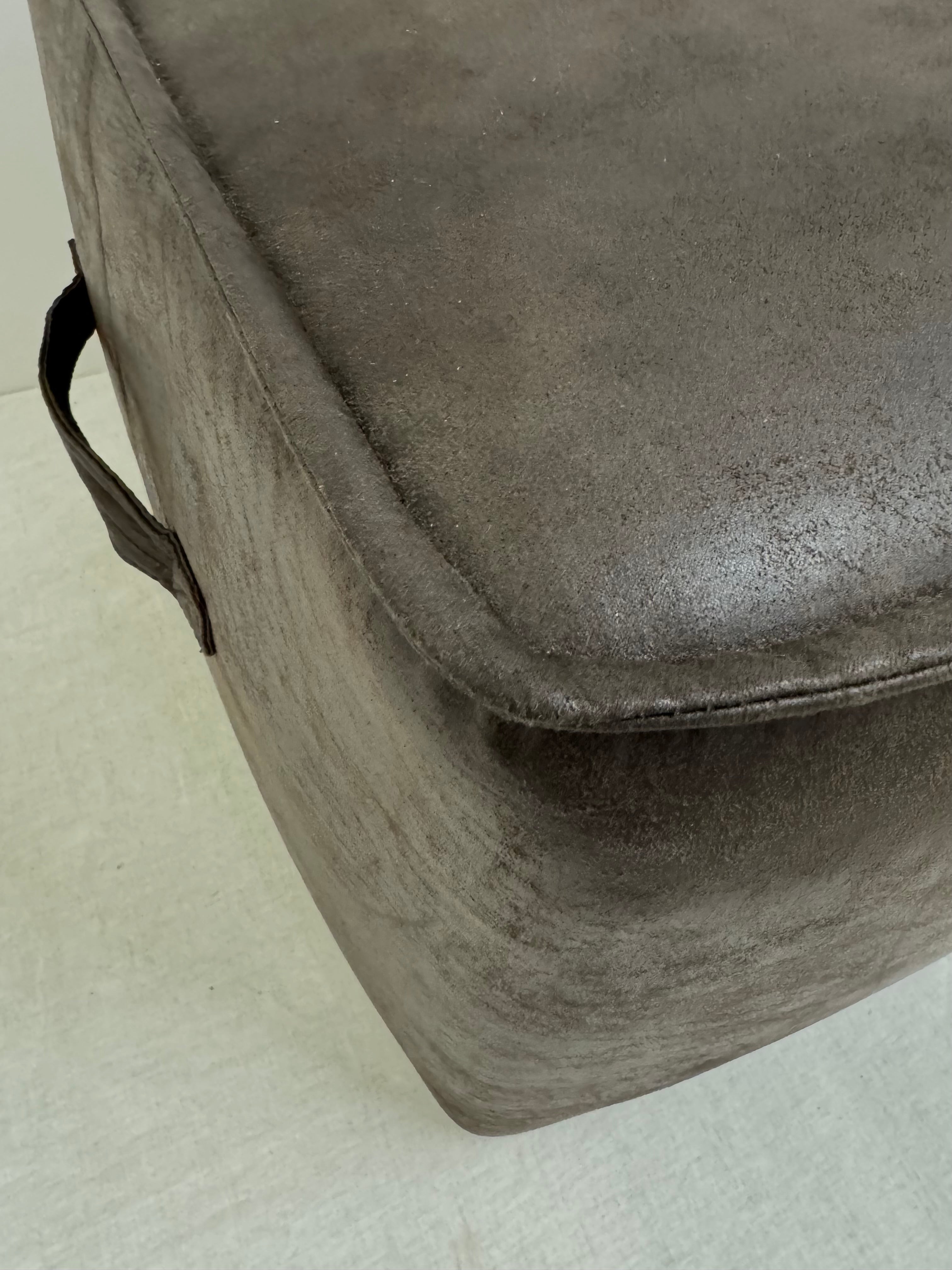 URBAN BARN 'Tarek' Charcoal Faux Leather Ottoman