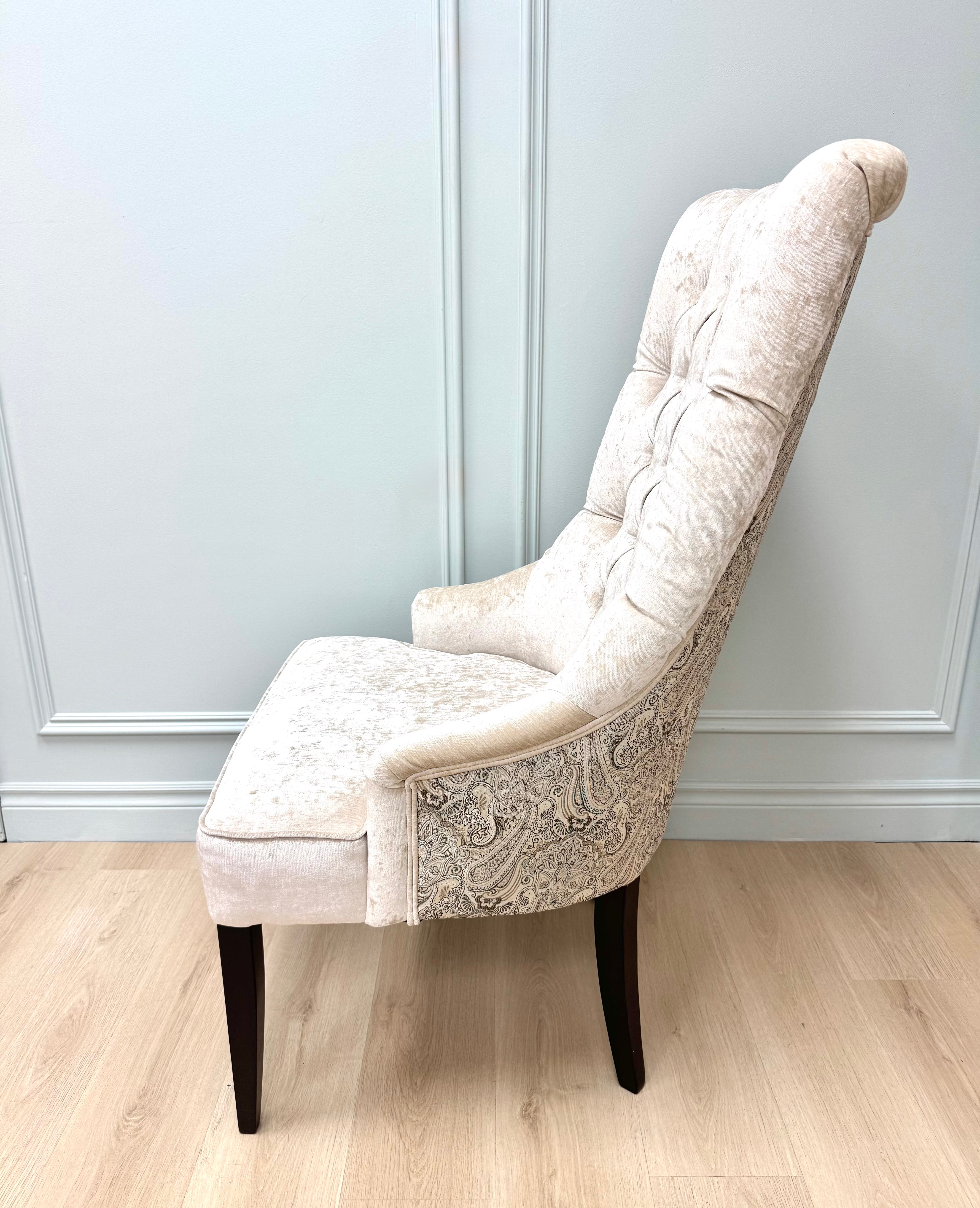 Cream Crushed Velvet Tufted Chair