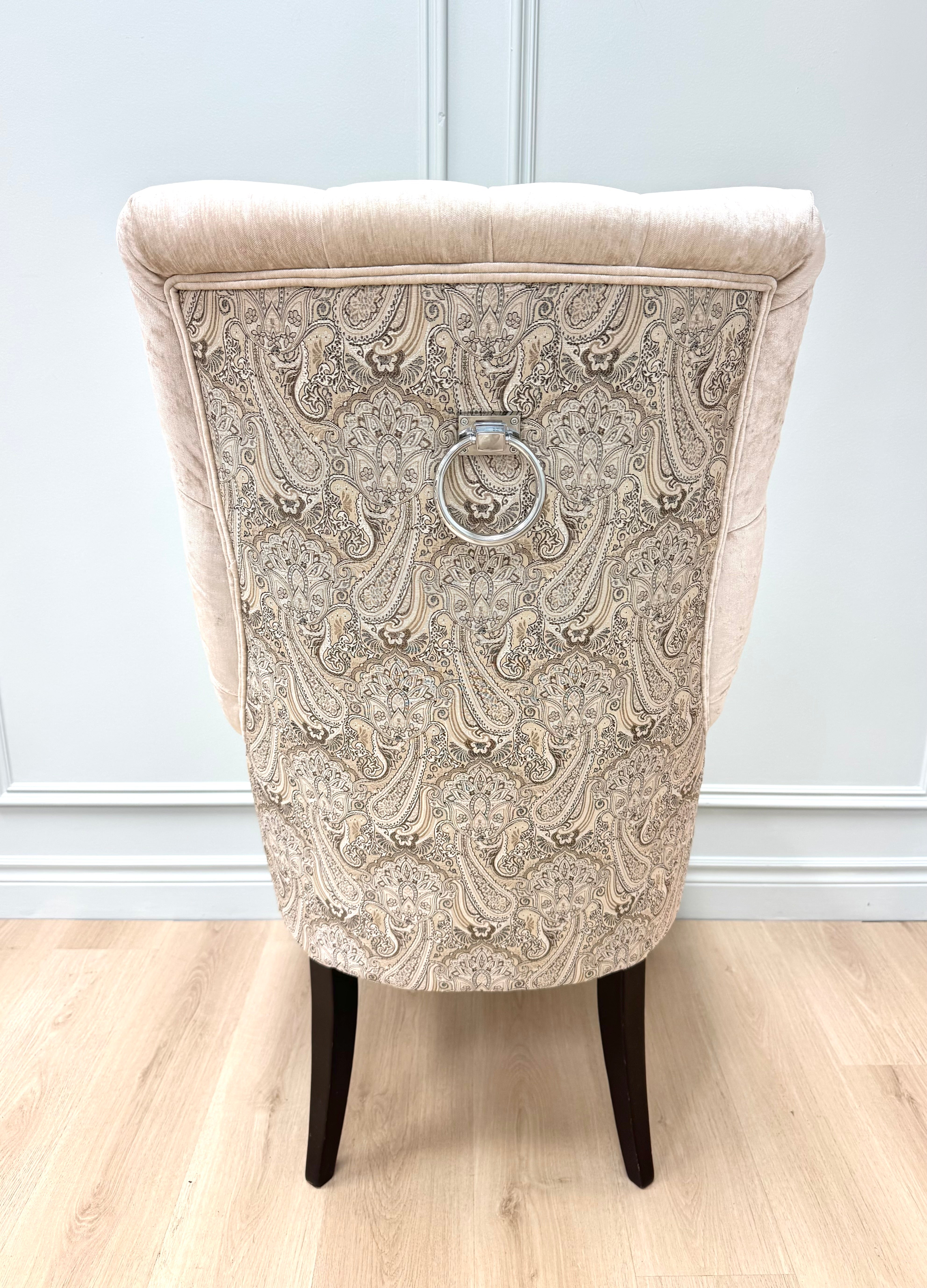 Cream Crushed Velvet Tufted Chair