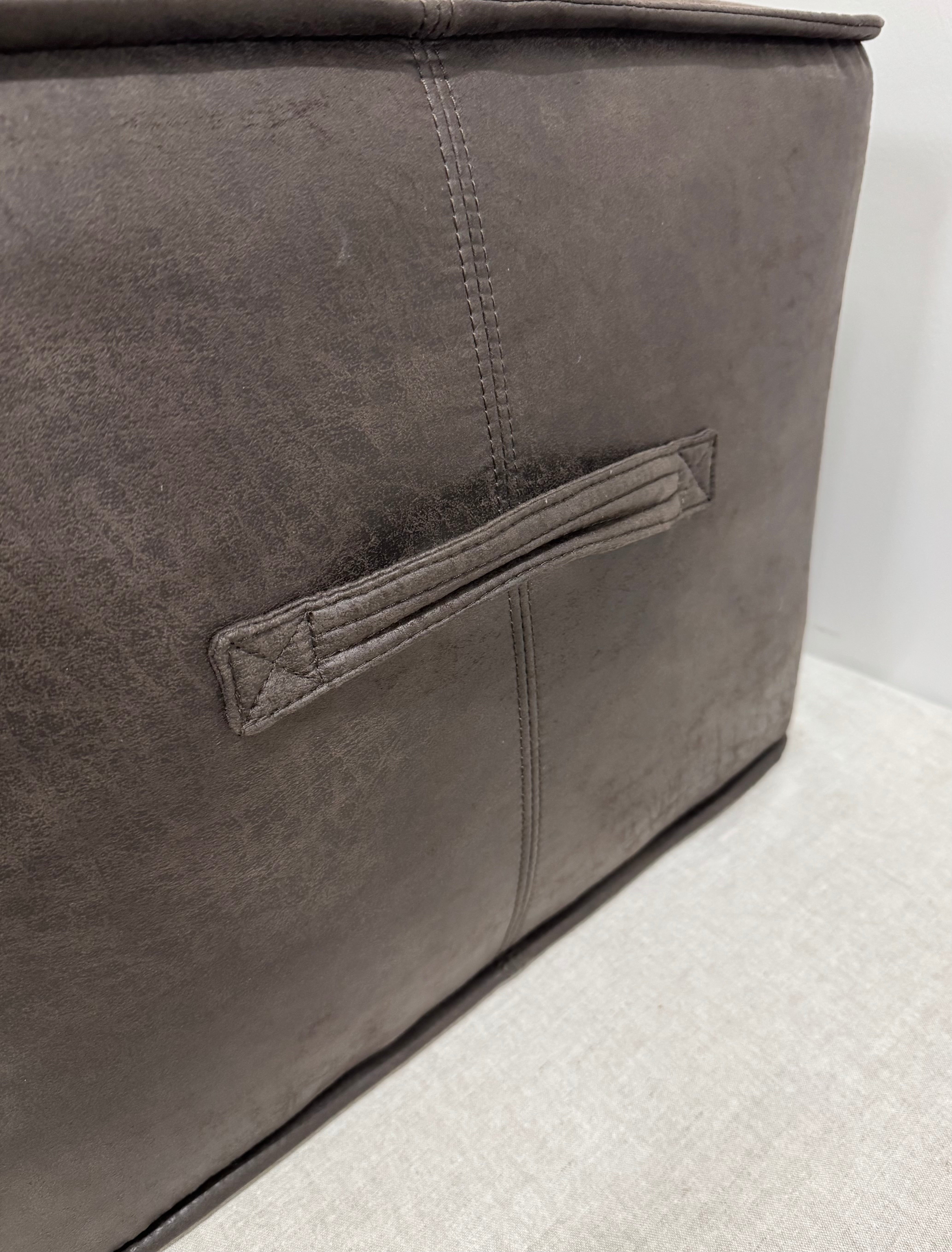 URBAN BARN 'Tarek' Charcoal Faux Leather Ottoman