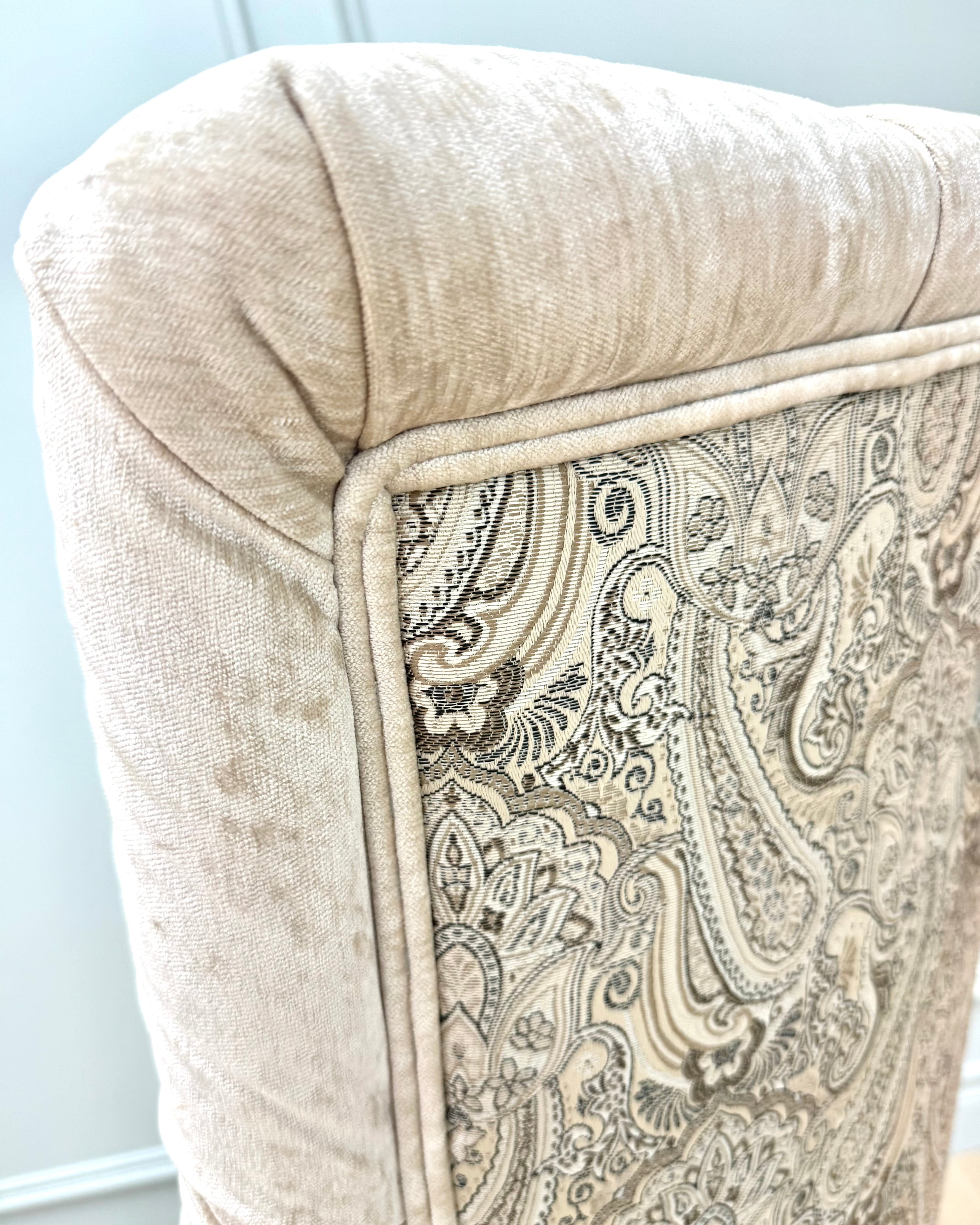 Cream Crushed Velvet Tufted Chair