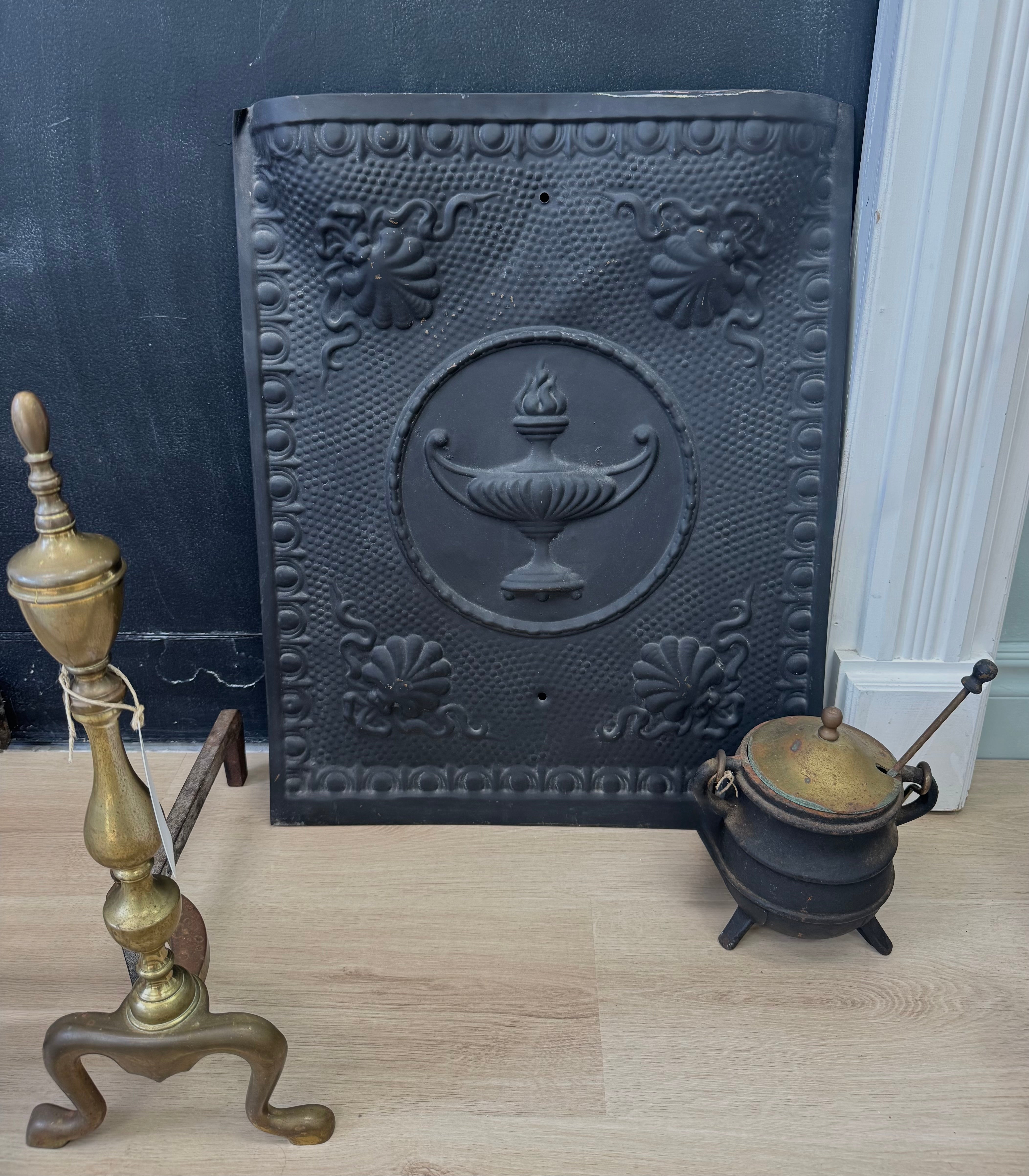 Vintage Black Metal Fireplace Cover