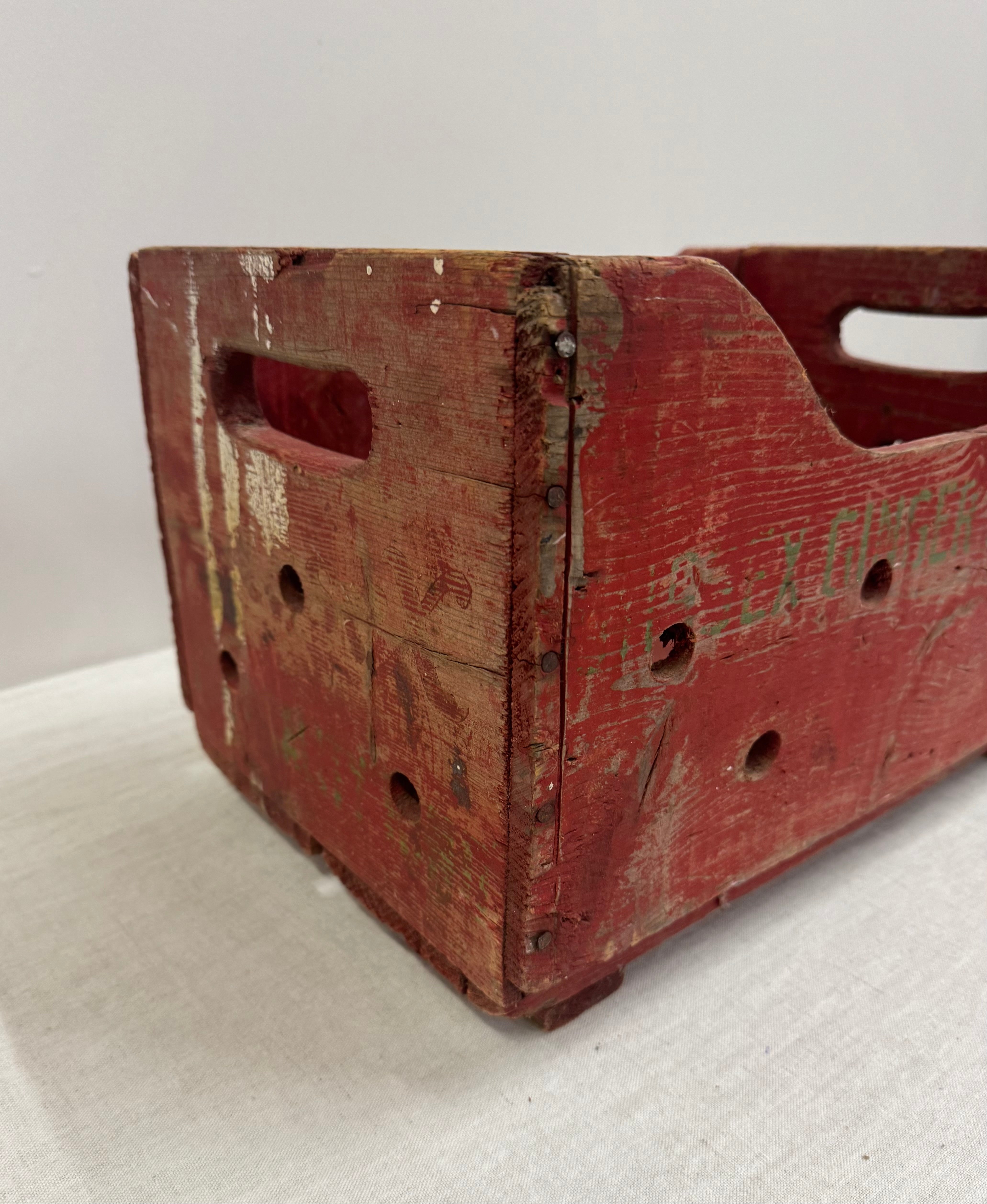Vintage Red Wooden Vented Crate
