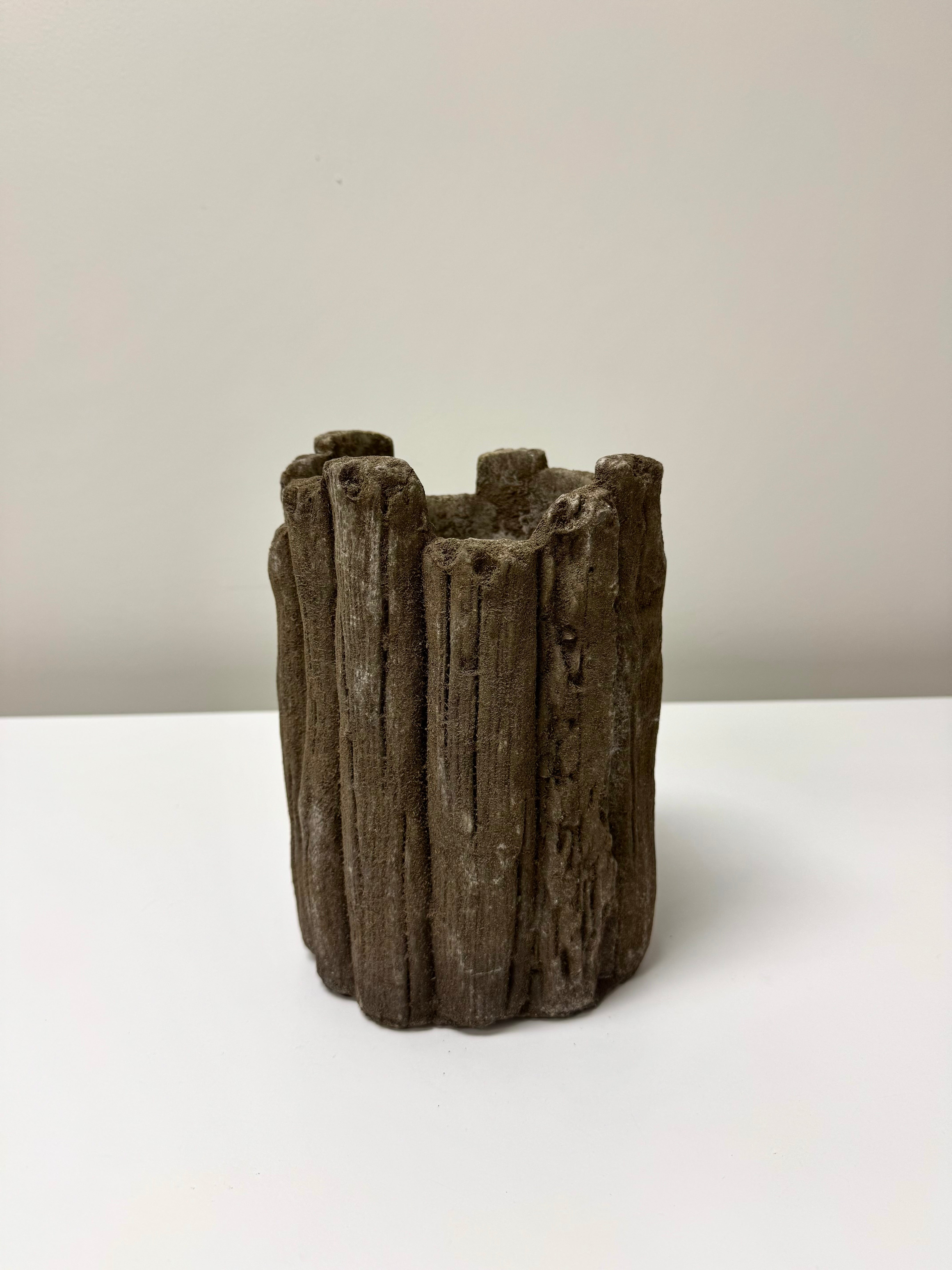 Cement Log Planter/Candle Holder