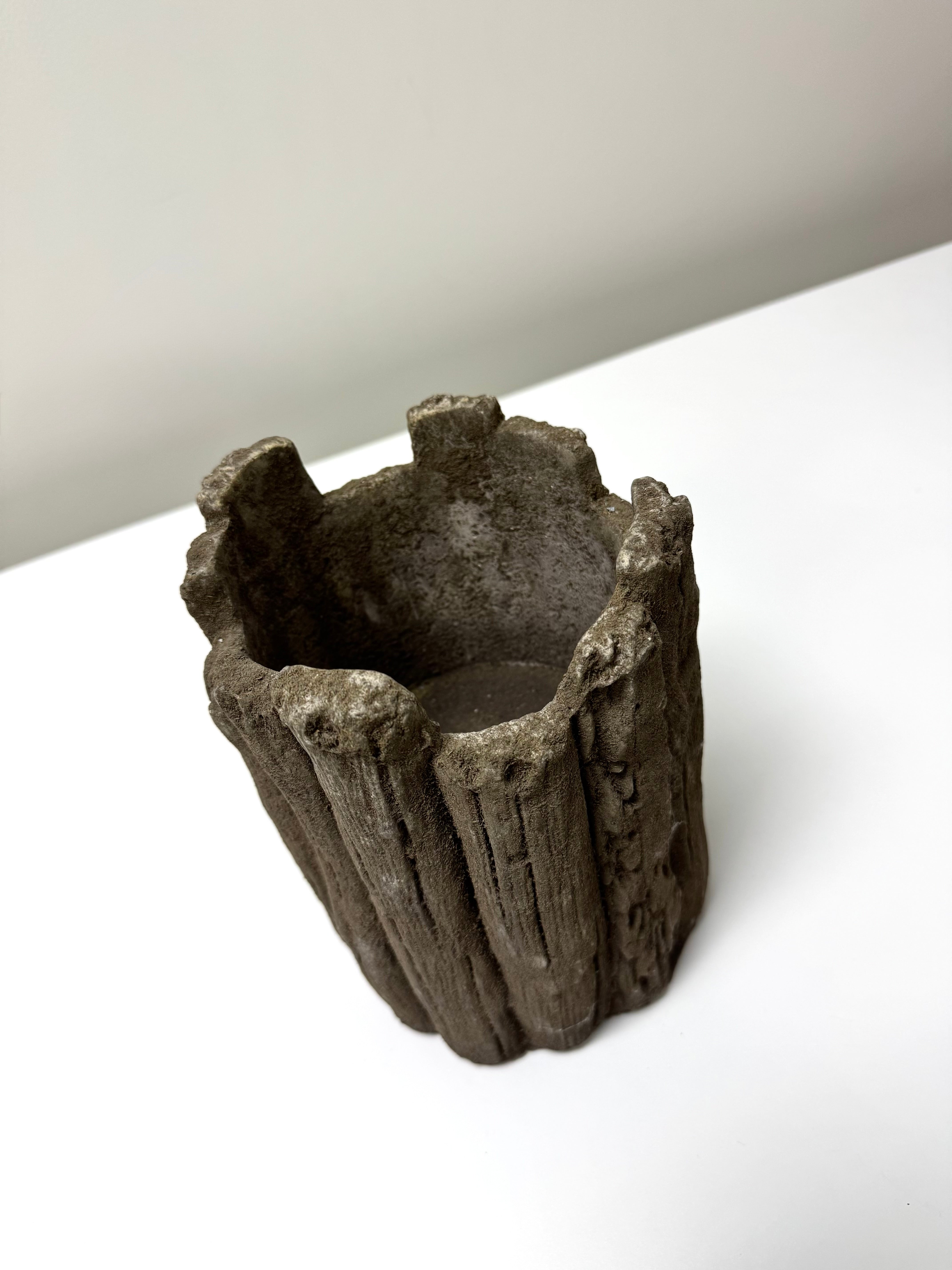 Cement Log Planter/Candle Holder