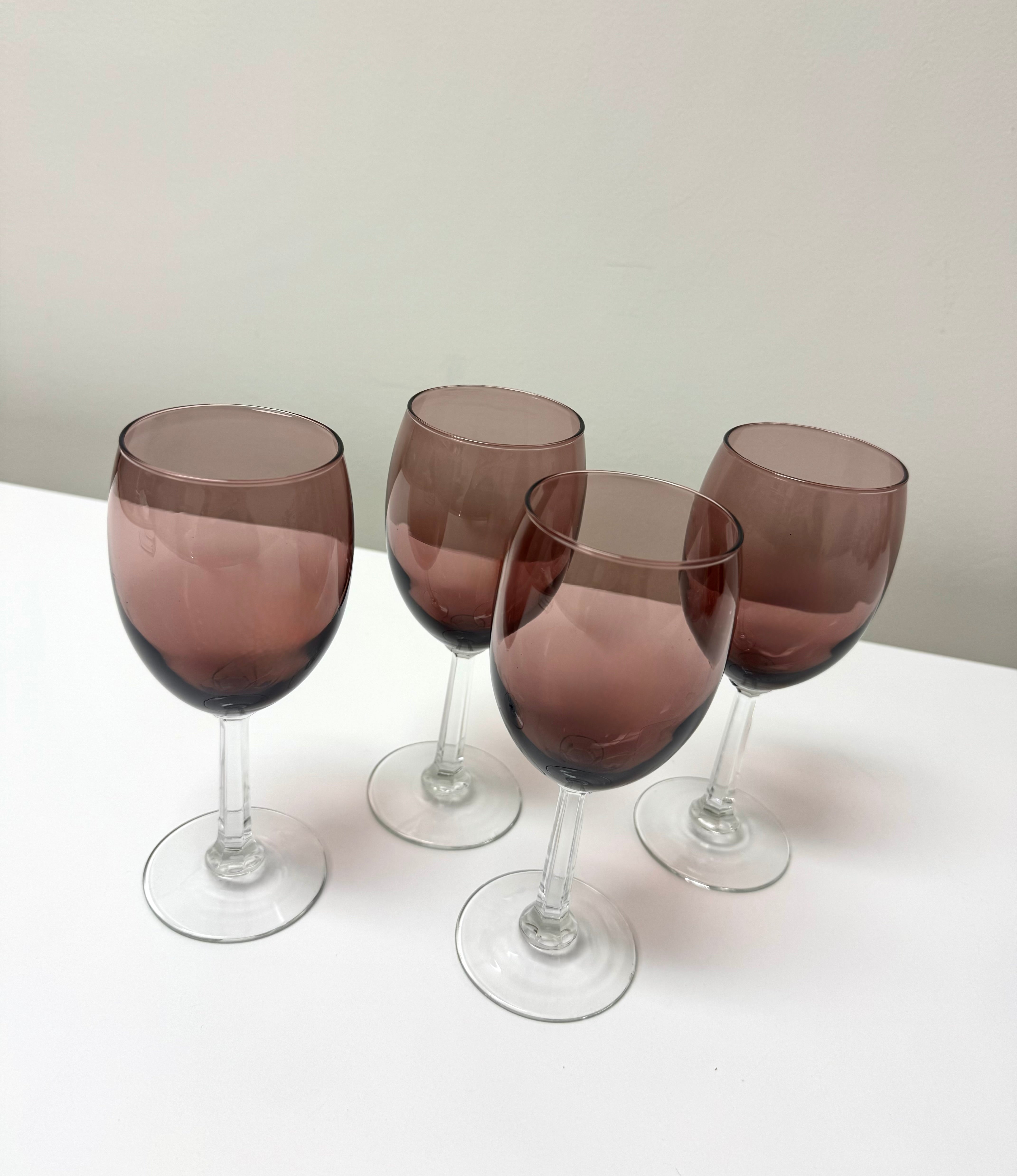 Vintage LIBBEY Amethyst Wine Glasses Set of 4
