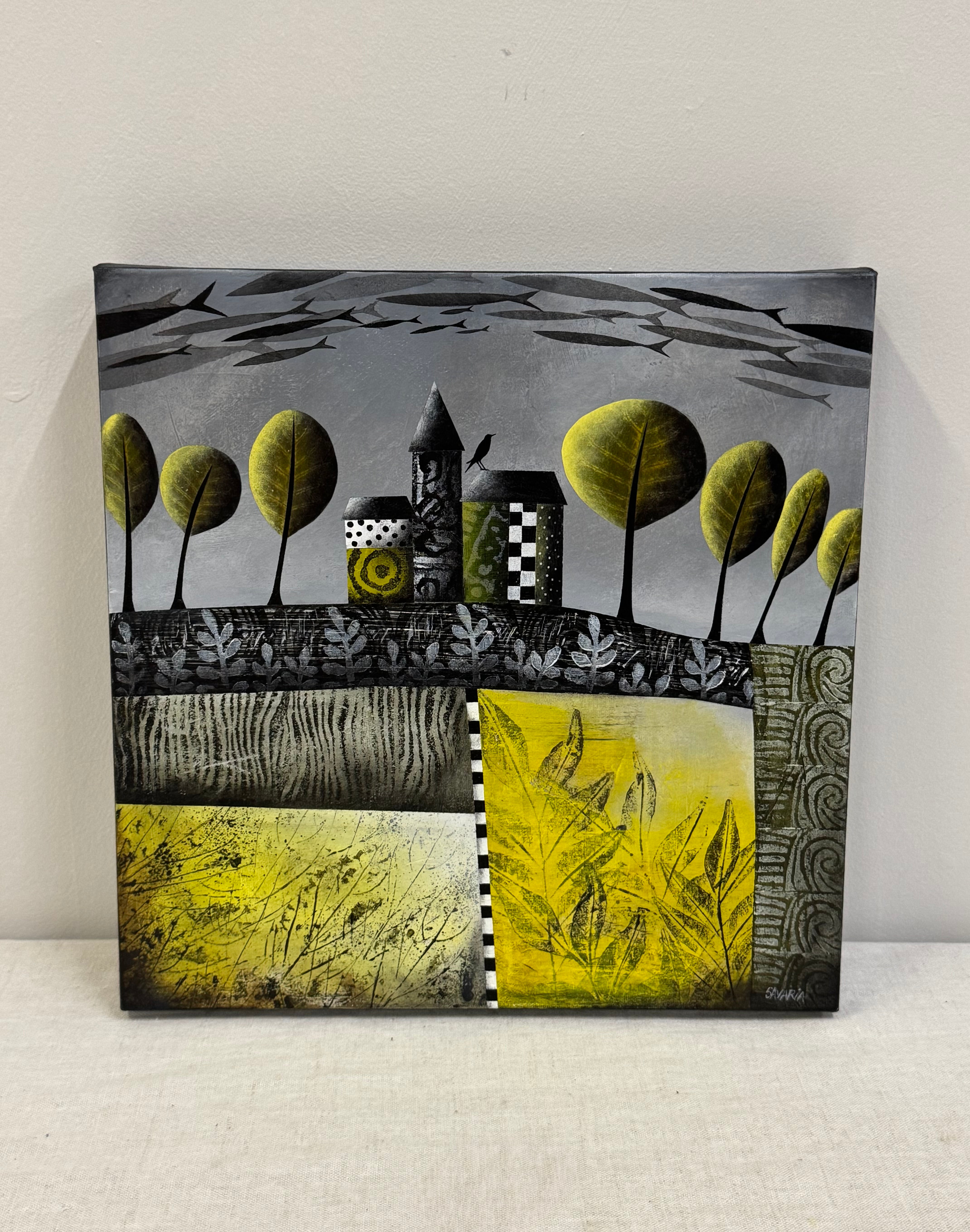 'Espace Jaune 1' Original Mixed Media Art