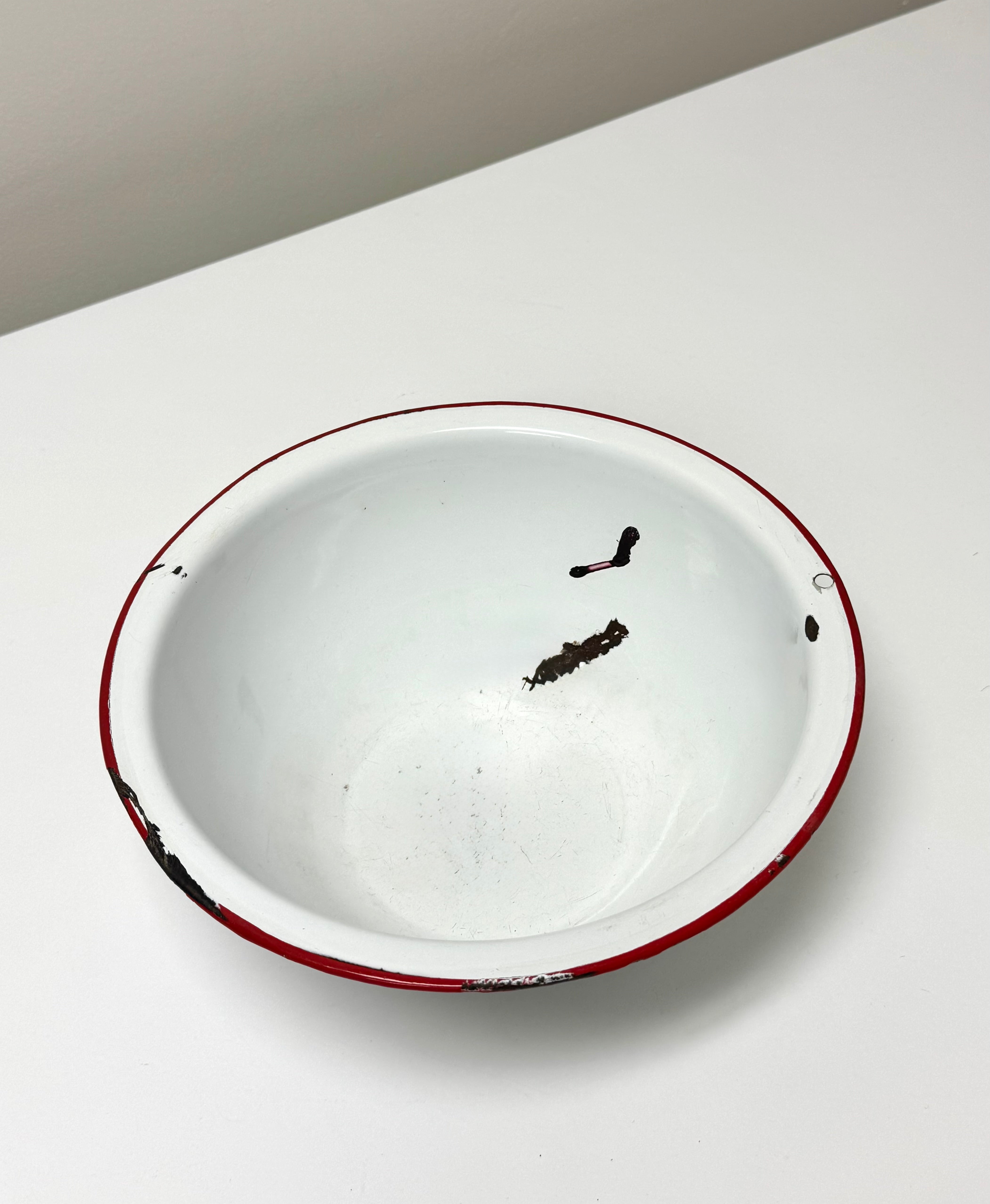 Vintage Red Enamelware 10" Bowl