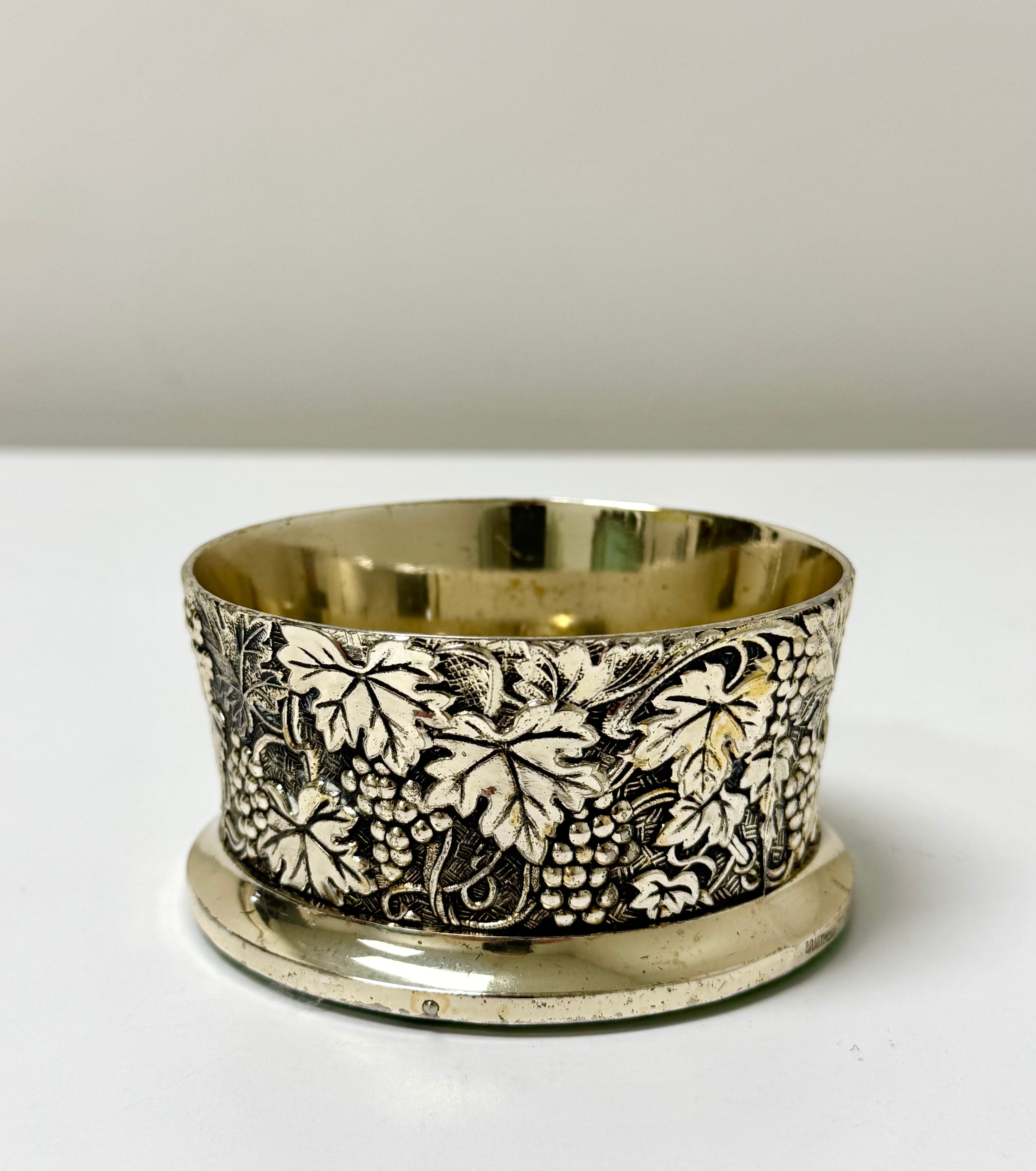 Vintage Embossed Silverplate Bottle Coaster