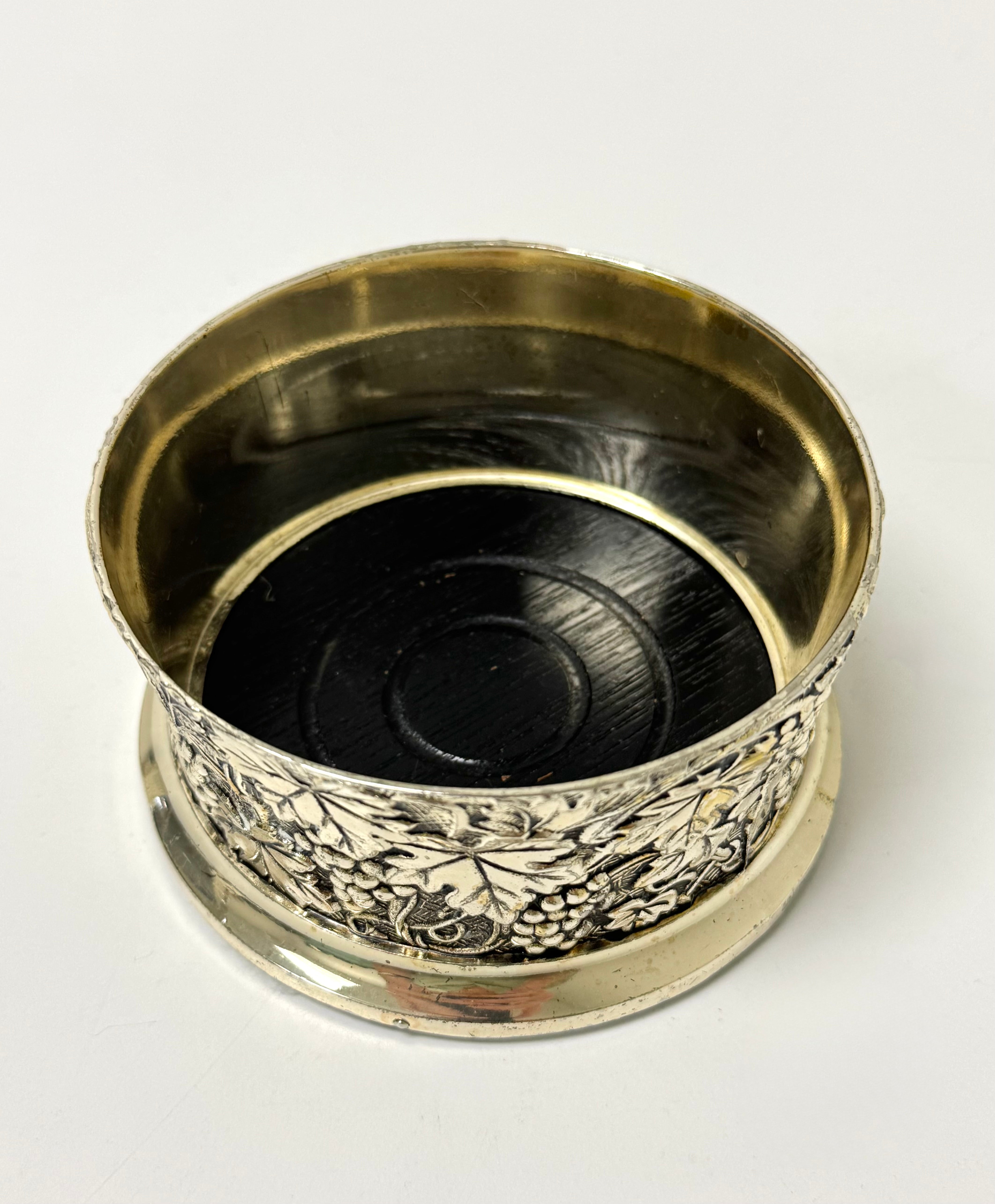 Vintage Embossed Silverplate Bottle Coaster