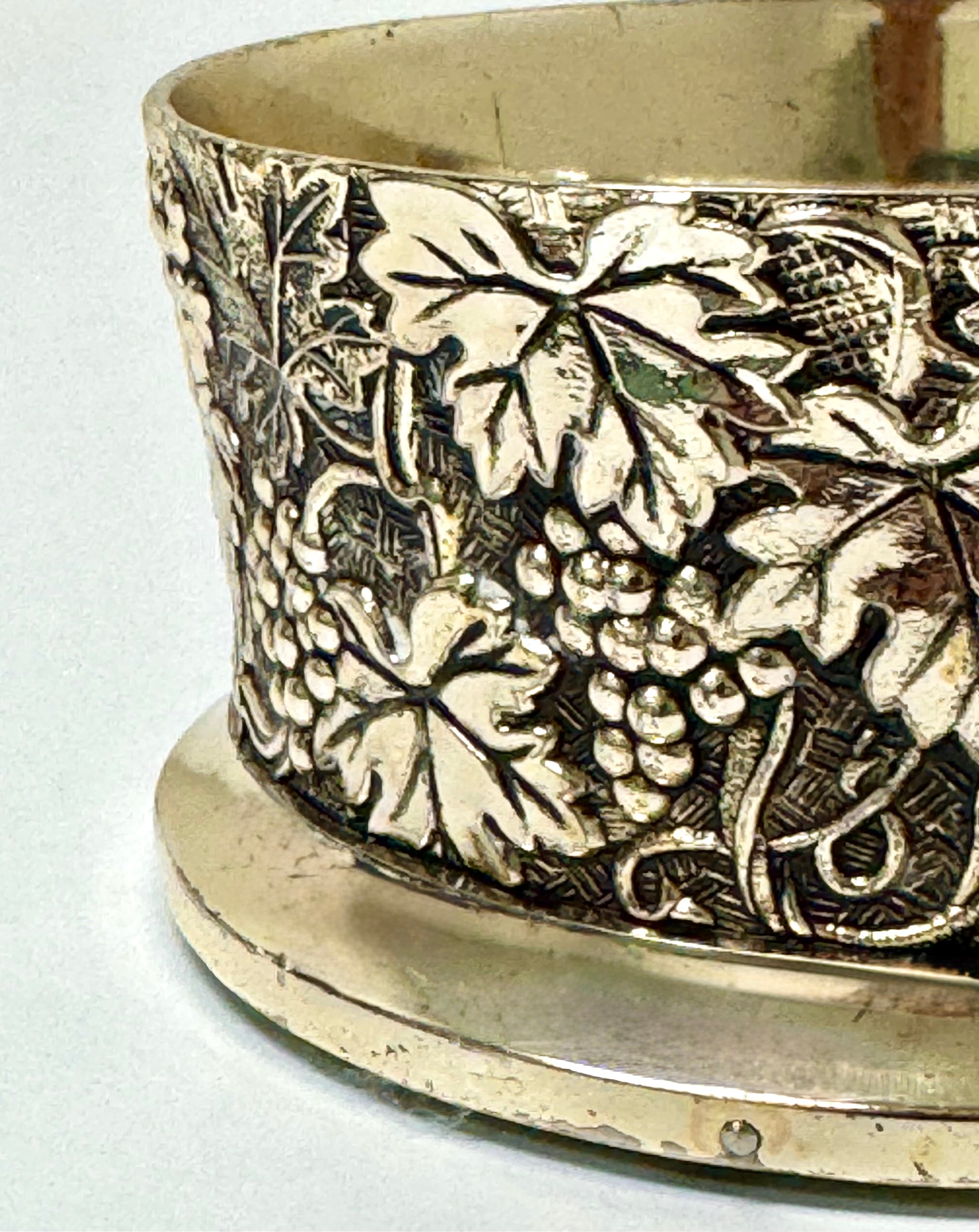 Vintage Embossed Silverplate Bottle Coaster