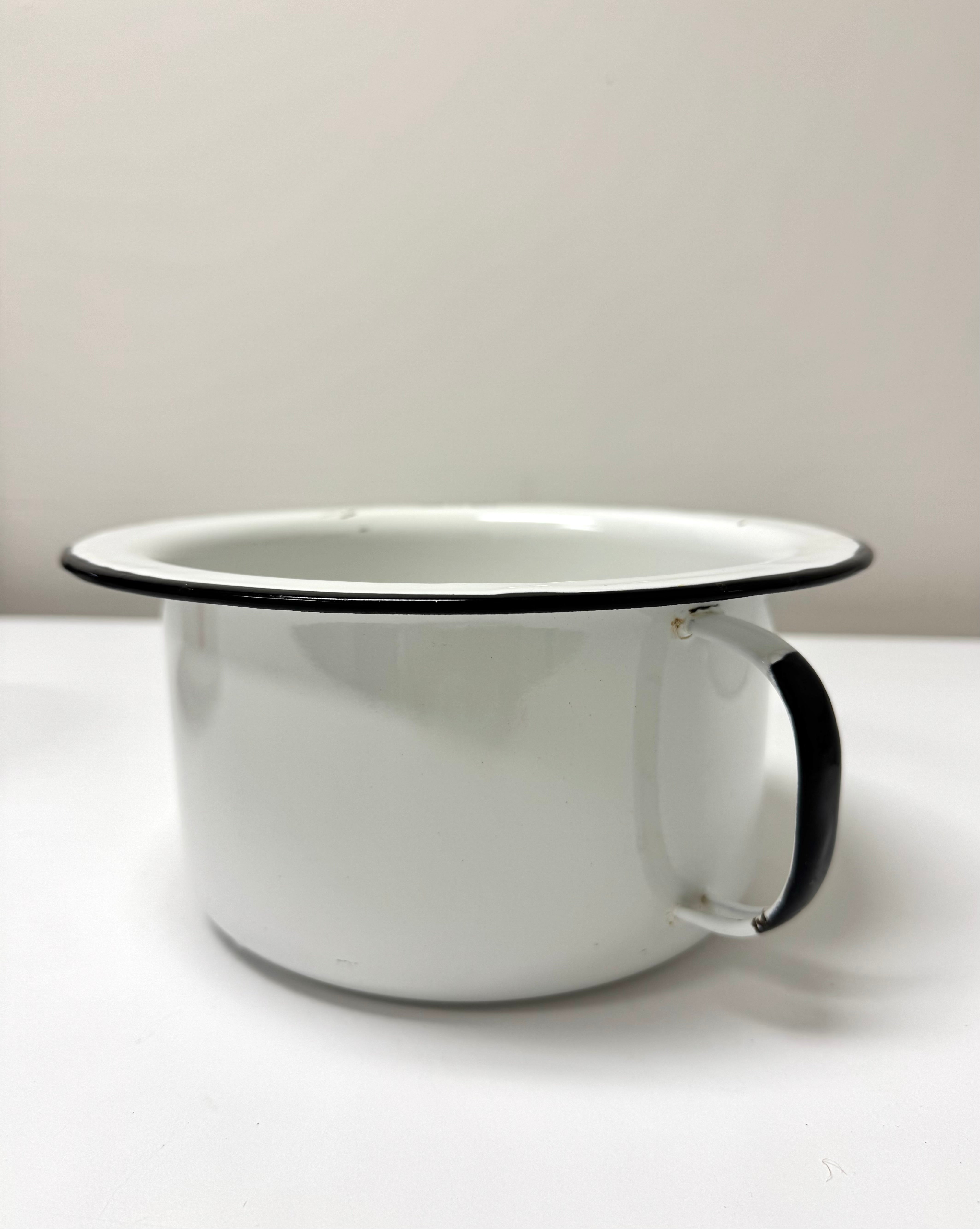 Vintage Black Enamelware 9-1/2" Chamber Pot