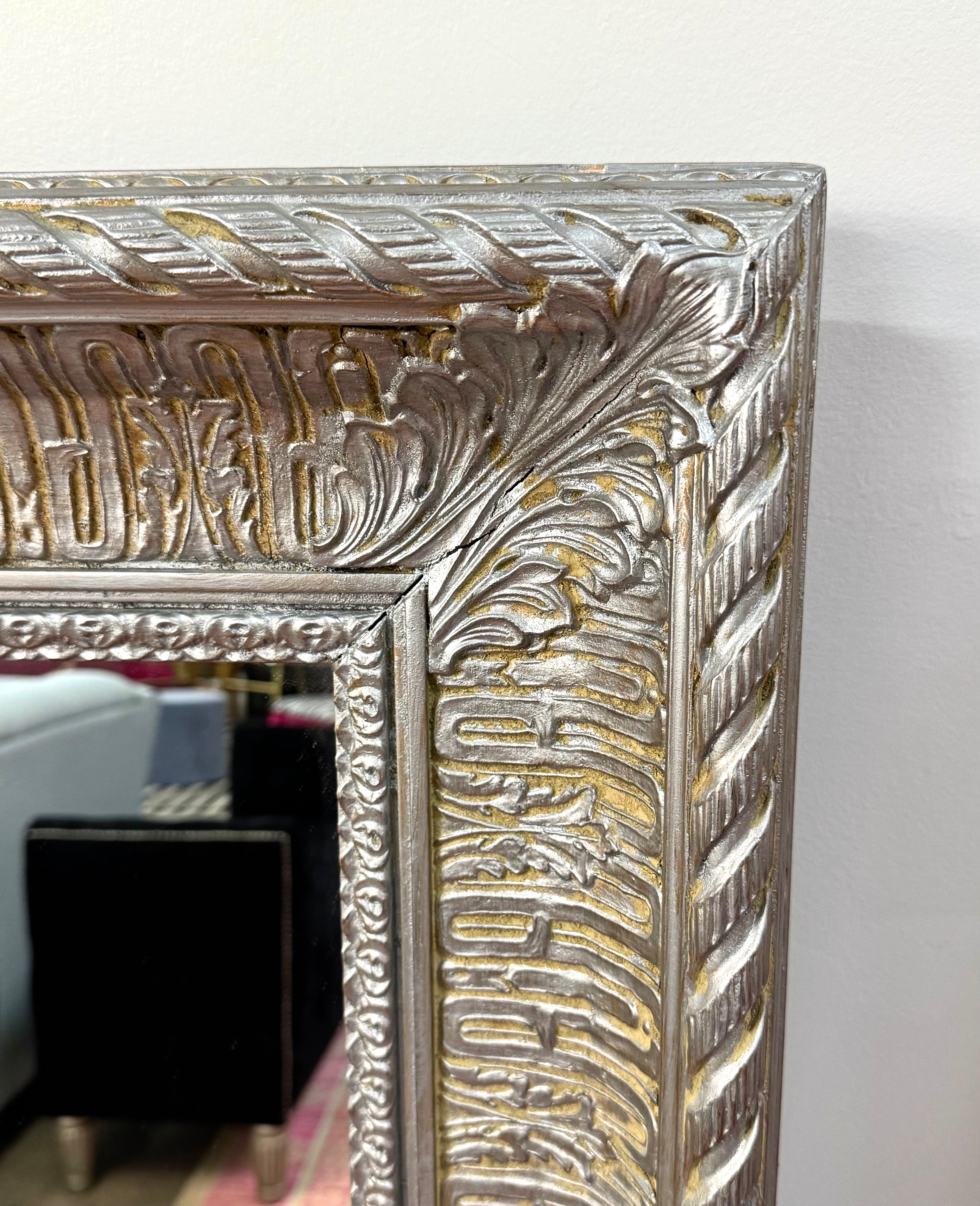 Burnished Silver Carved Mirror