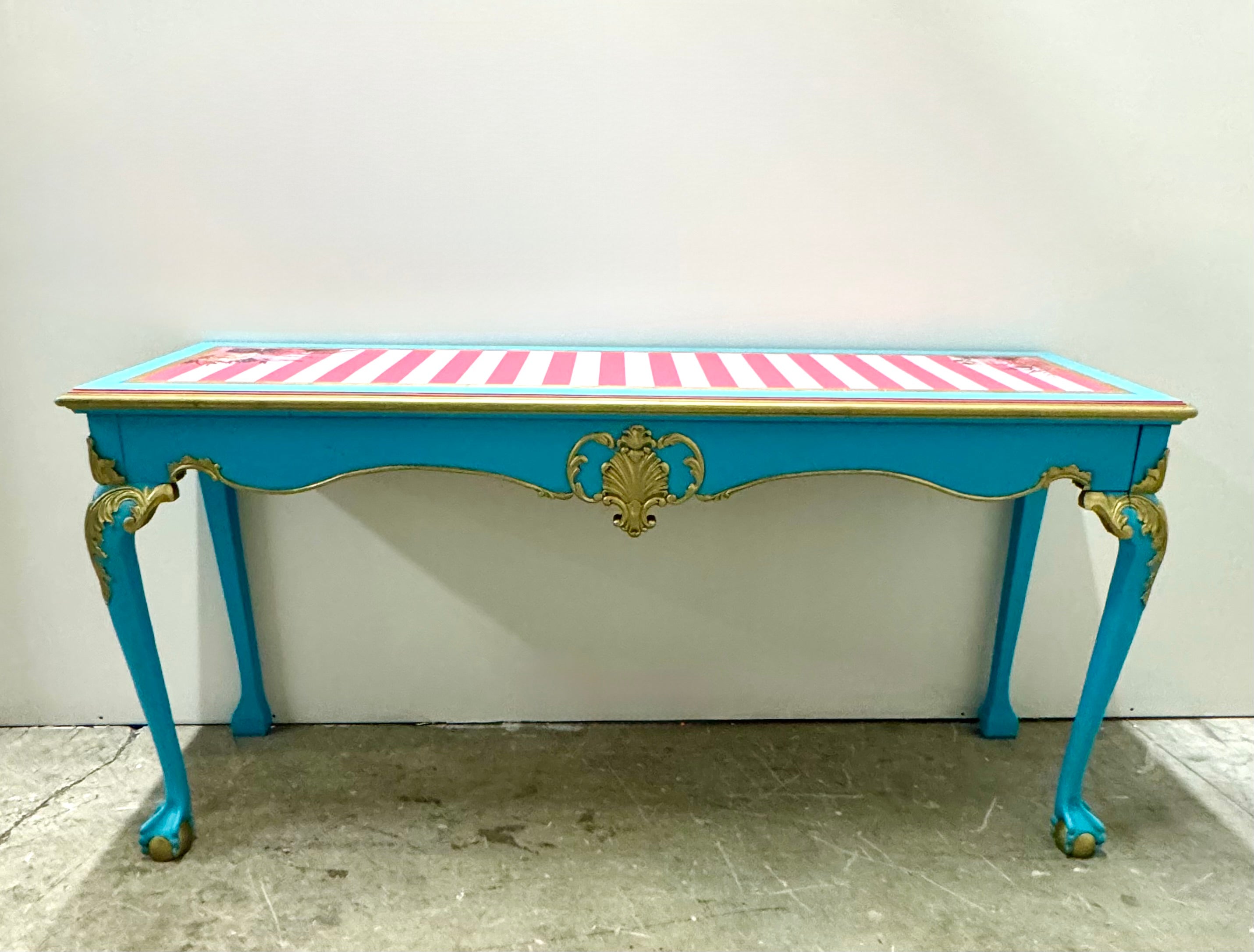 Turquoise & Pink Stripe Console