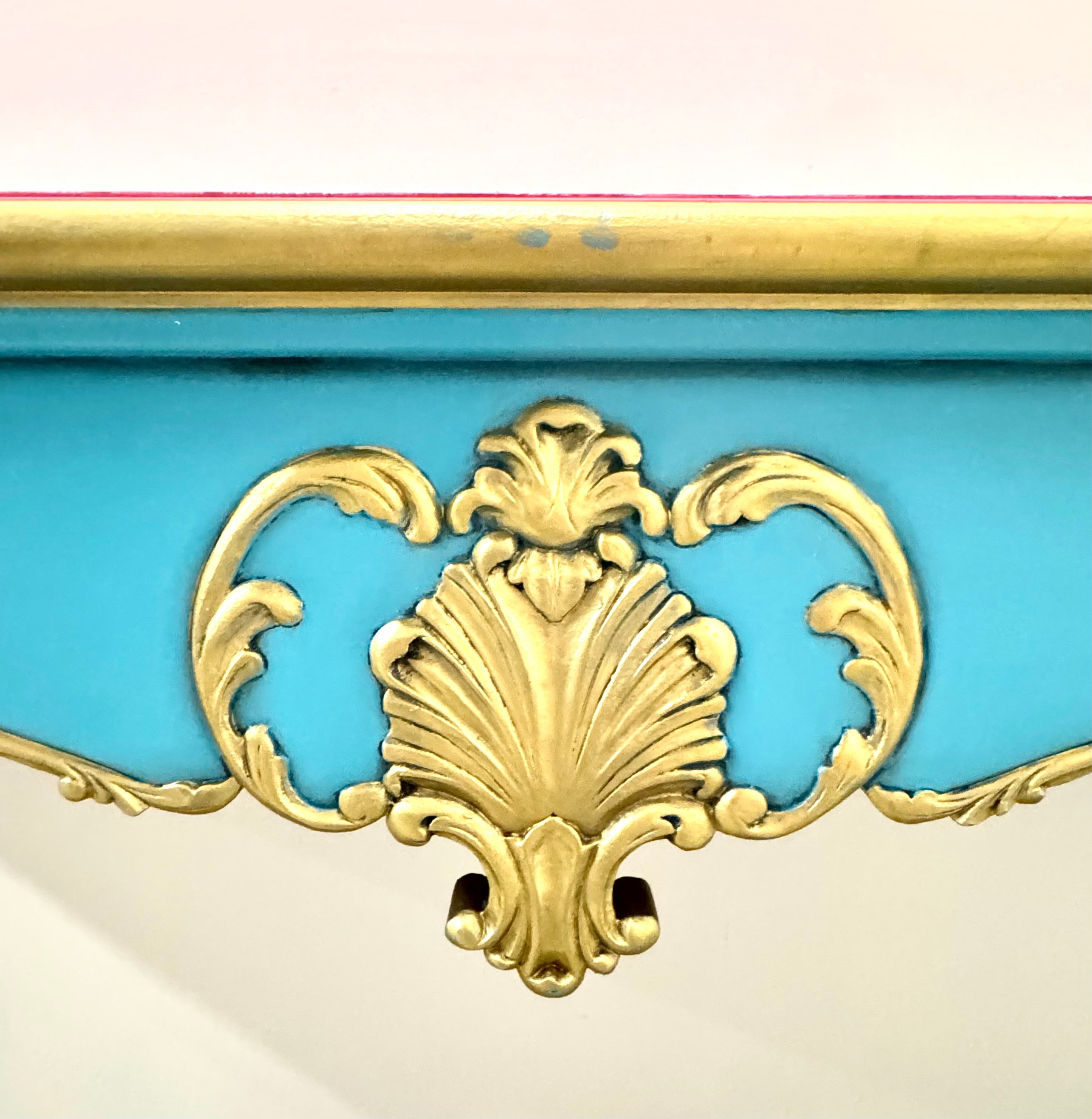 Turquoise & Pink Stripe Console