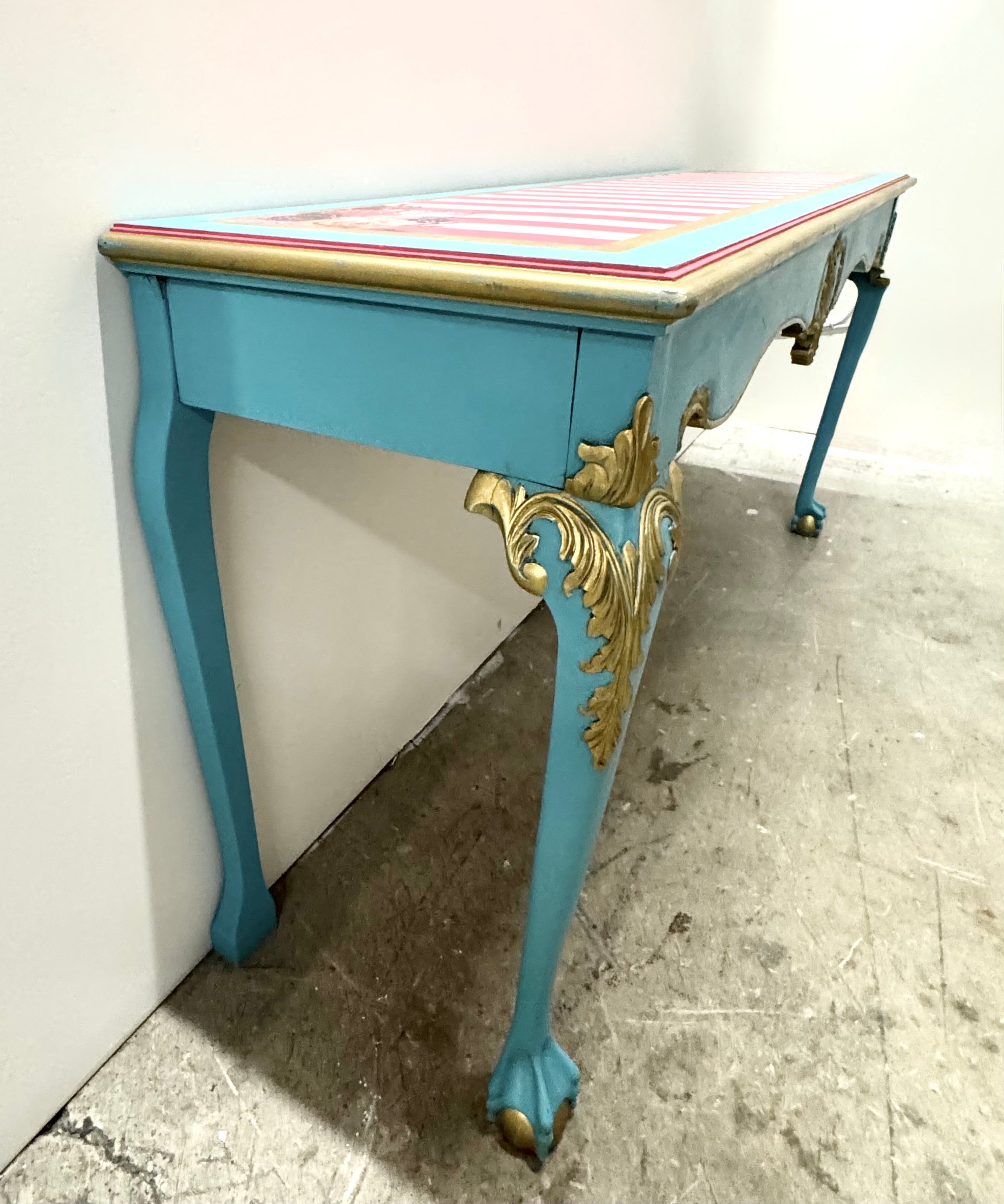 Turquoise & Pink Stripe Console