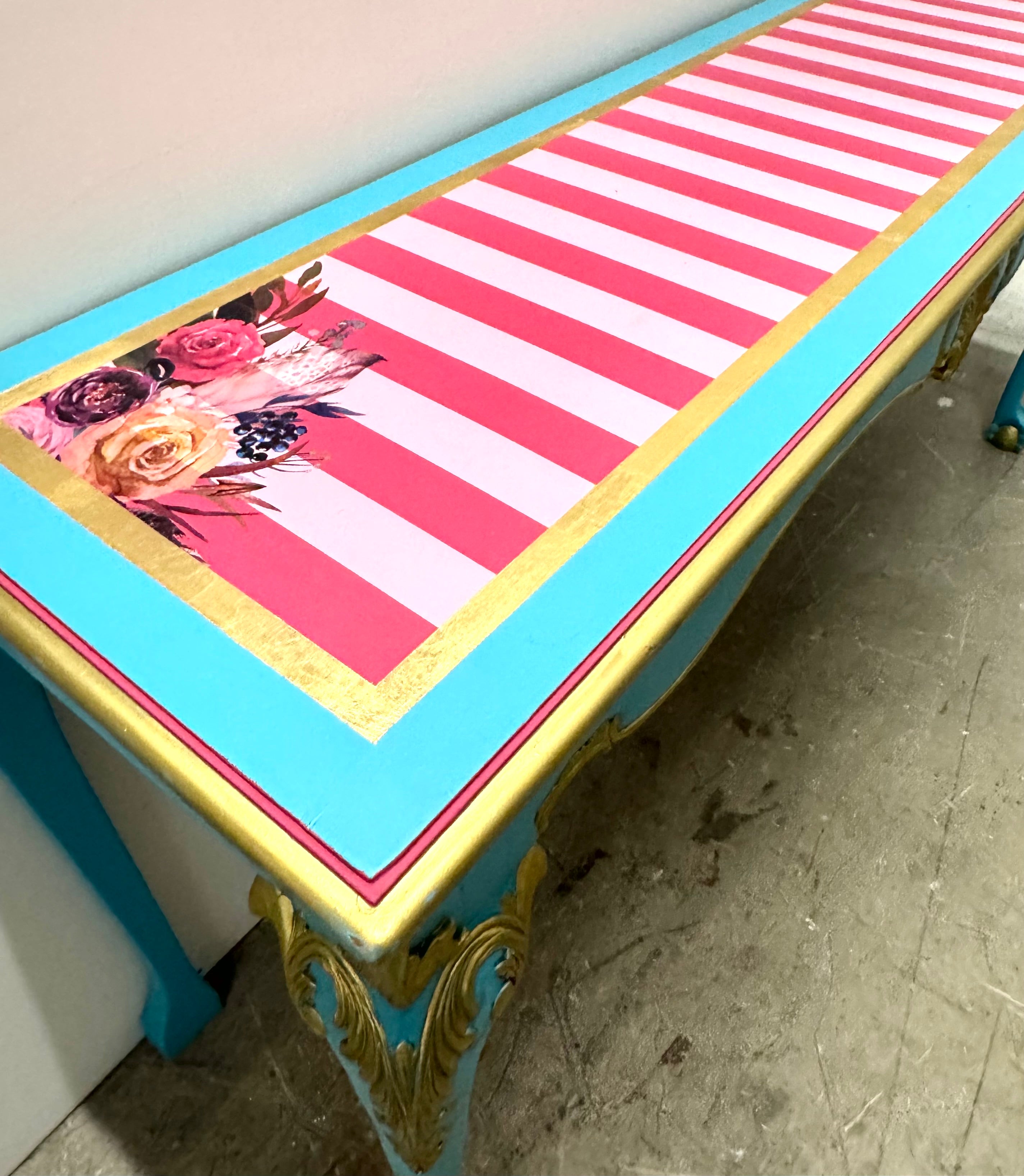 Turquoise & Pink Stripe Console