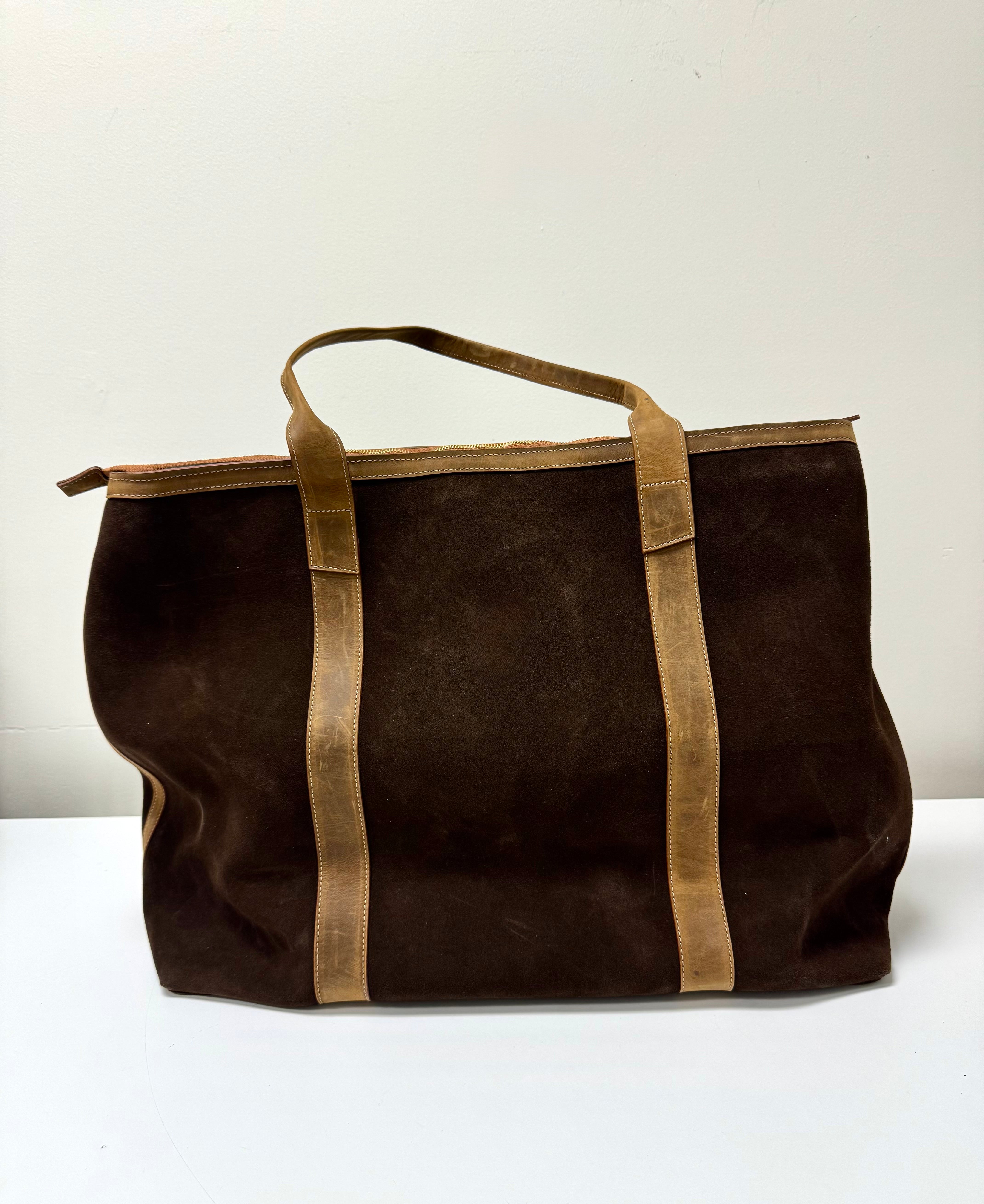 Chocolate Brown Suede Travel Tote