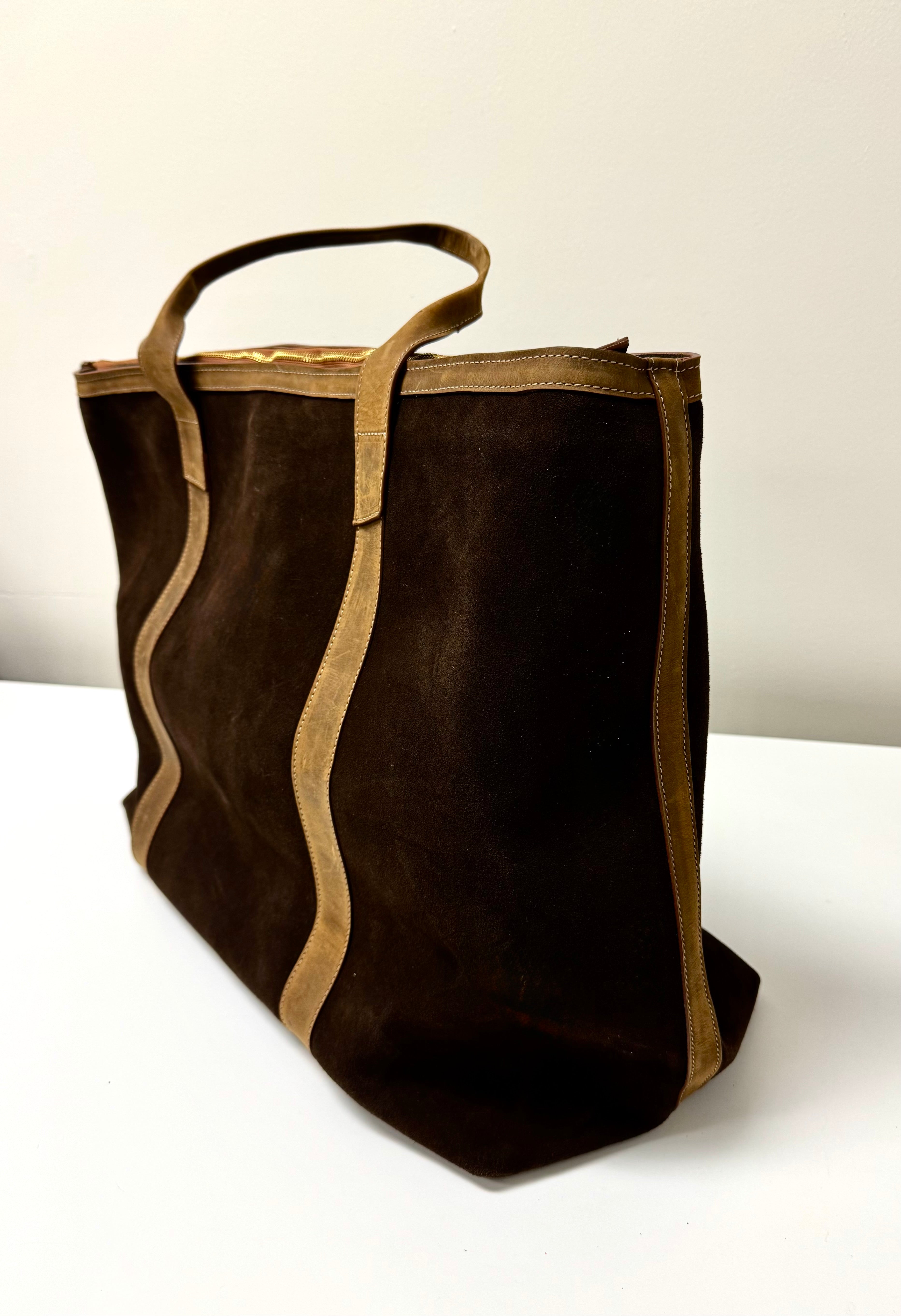 Chocolate Brown Suede Travel Tote