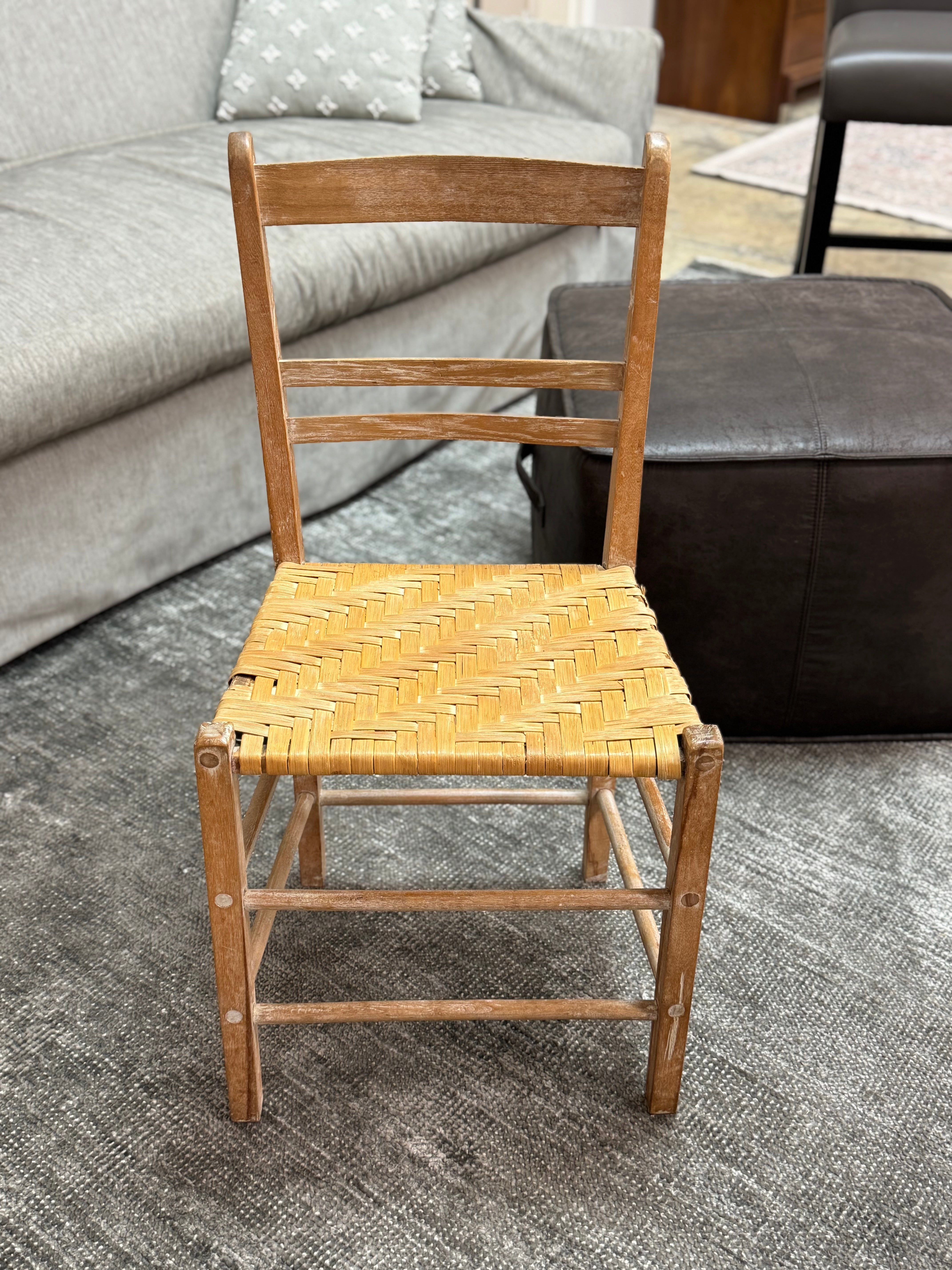 Rustic Ladder Back Chair with Rattan Seat
