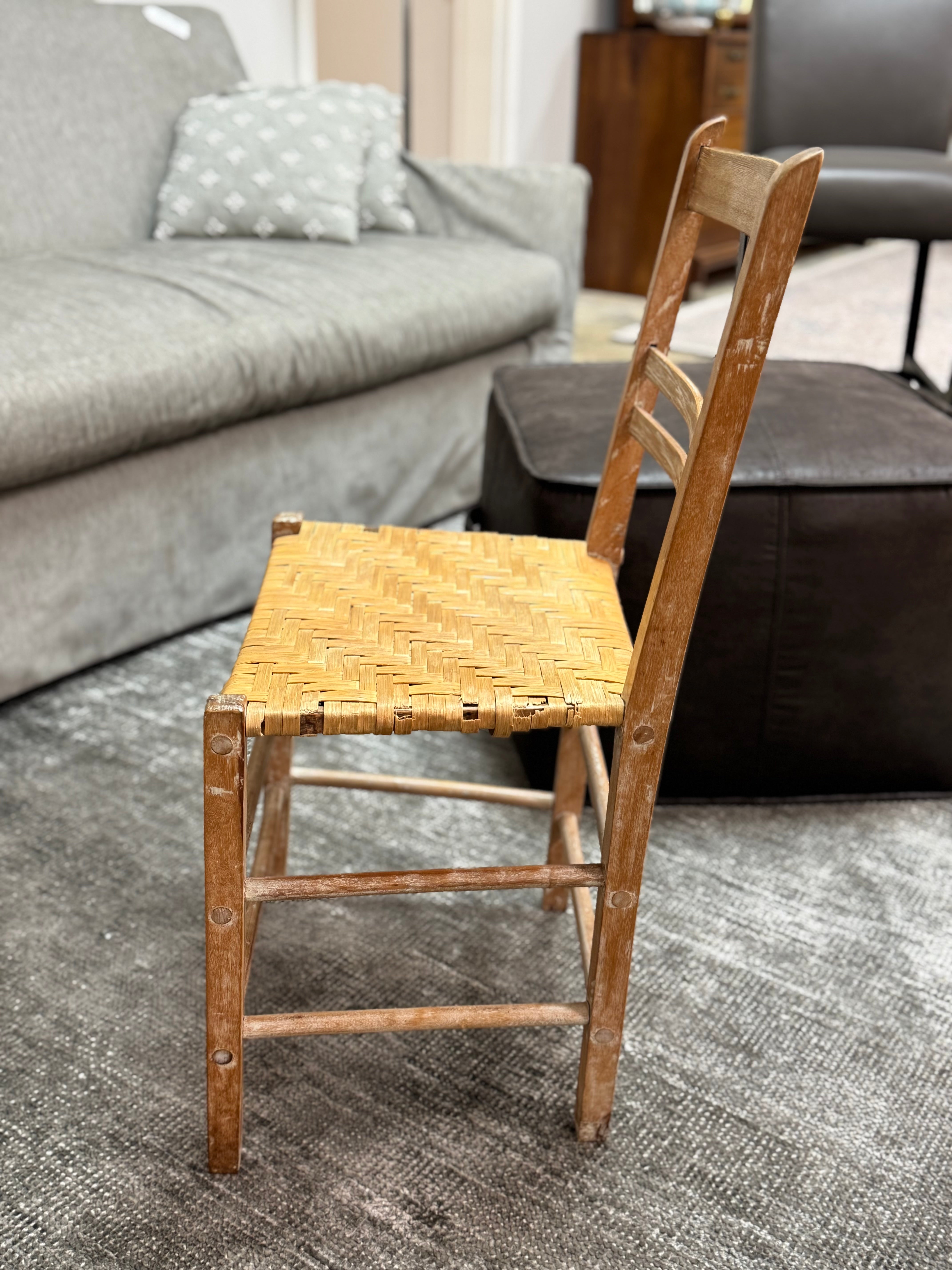 Rustic Ladder Back Chair with Rattan Seat