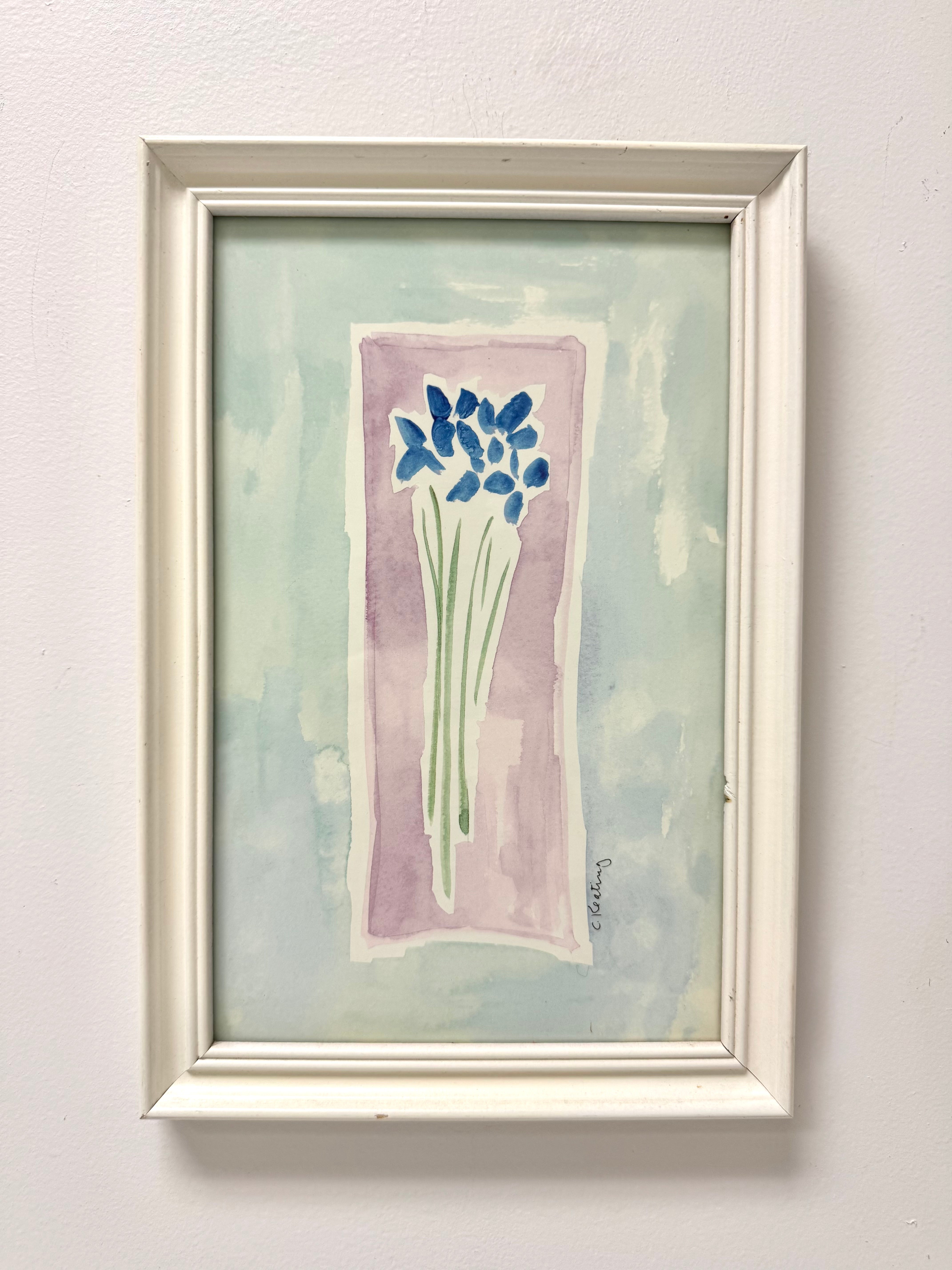 'Blue Flowers' Watercolour Print