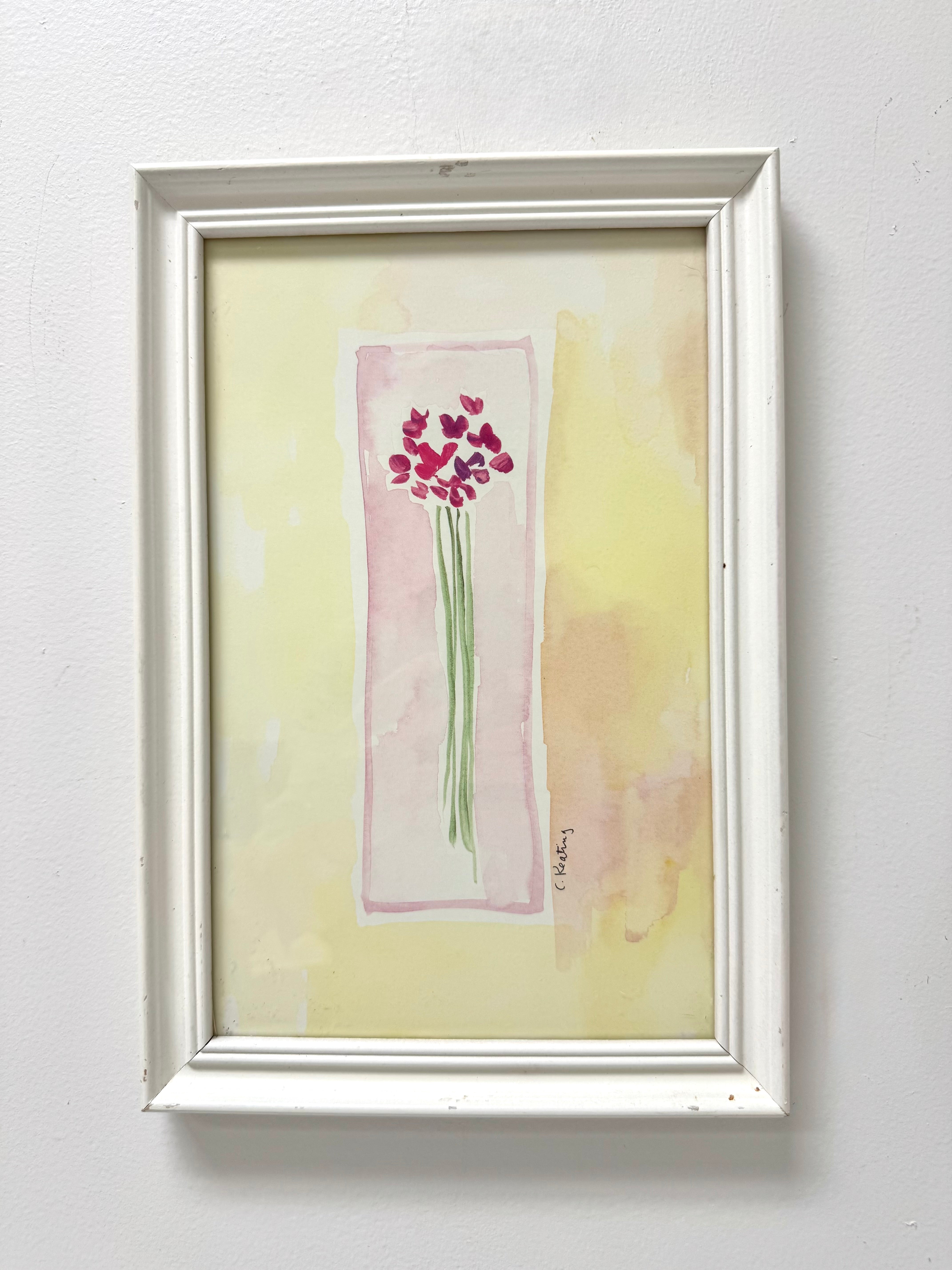 'Pink Flowers' Watercolour Print