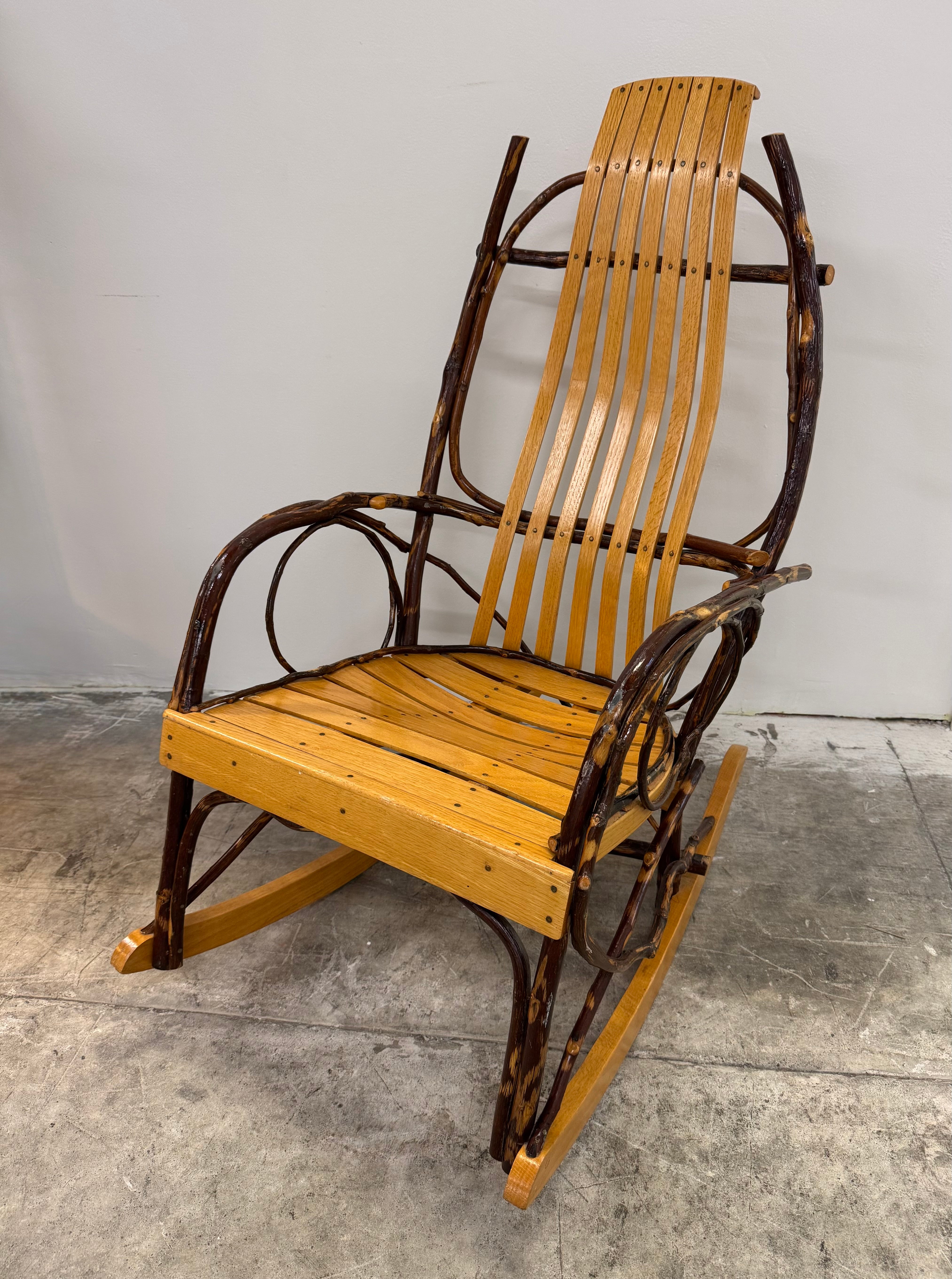 Rustic Adirondack Bent Hickory Rocking Chair