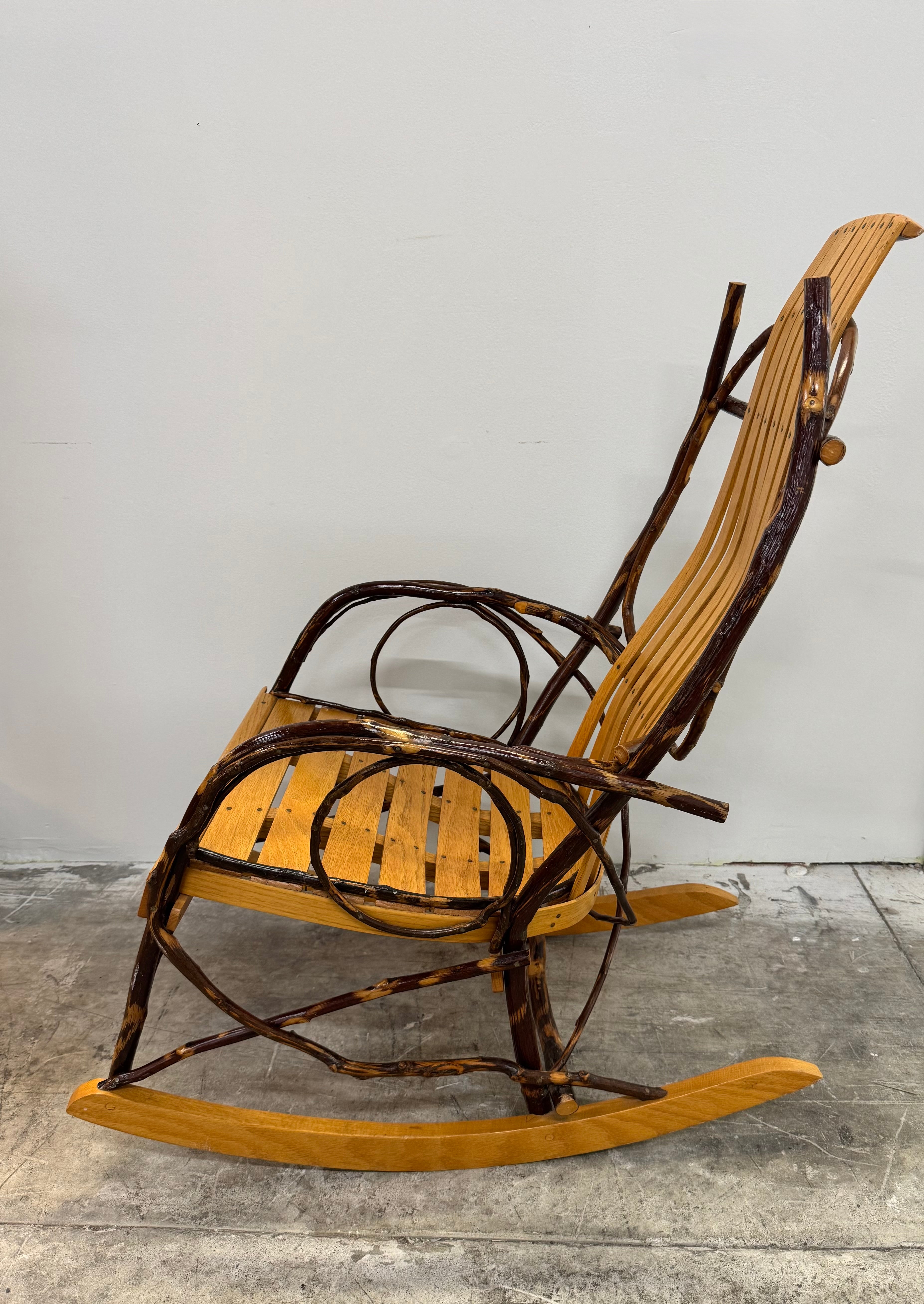 Rustic Adirondack Bent Hickory Rocking Chair